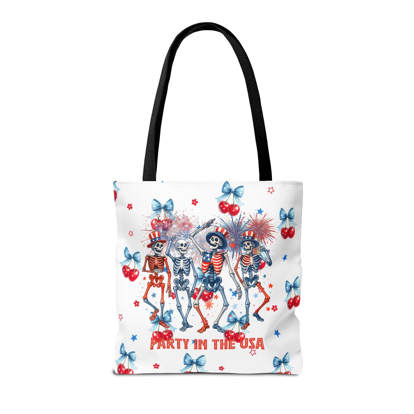 Patriotic Skeletons Tote Bag — "Party in the USA" 4th of July All-Over Print