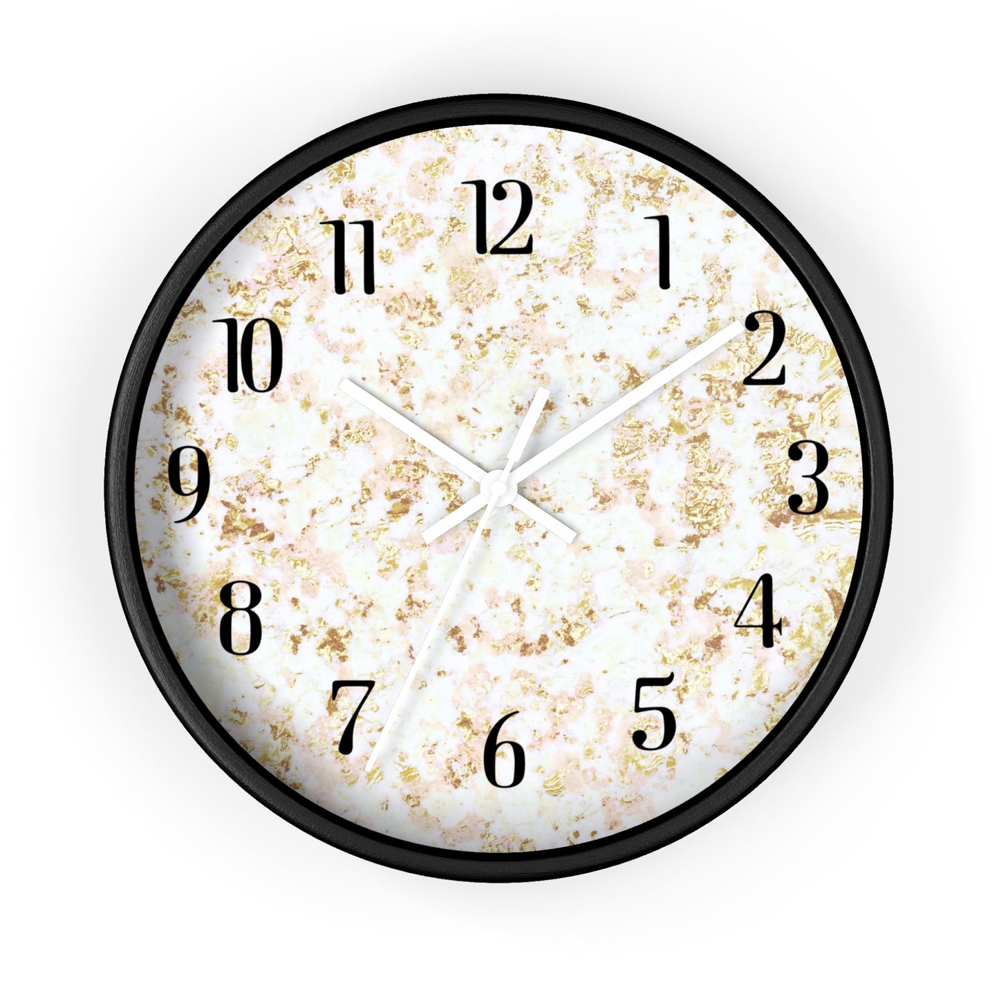 Marble Texture Wall Clock — Modern Gold & White Decorative Clock