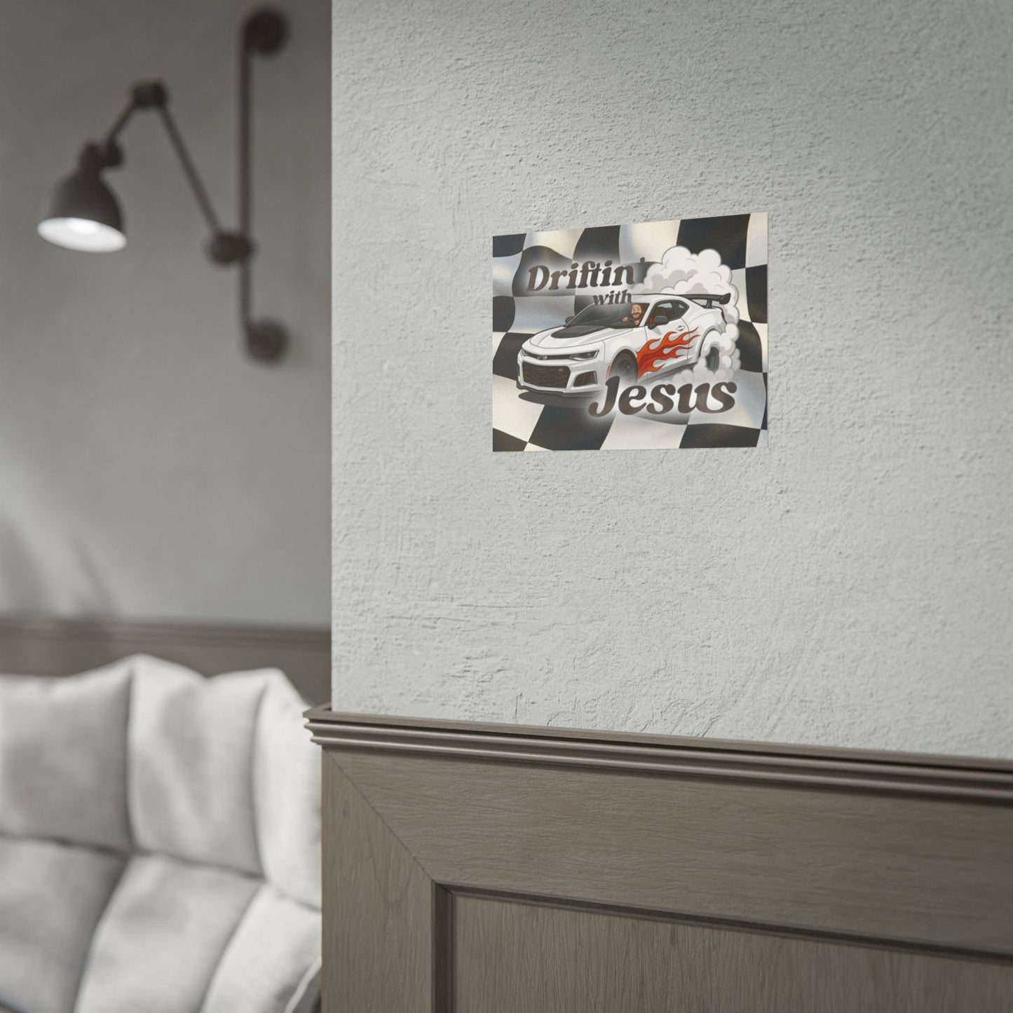 Rolled Poster — "Driftin' with Jesus" Racing Car Wall Art