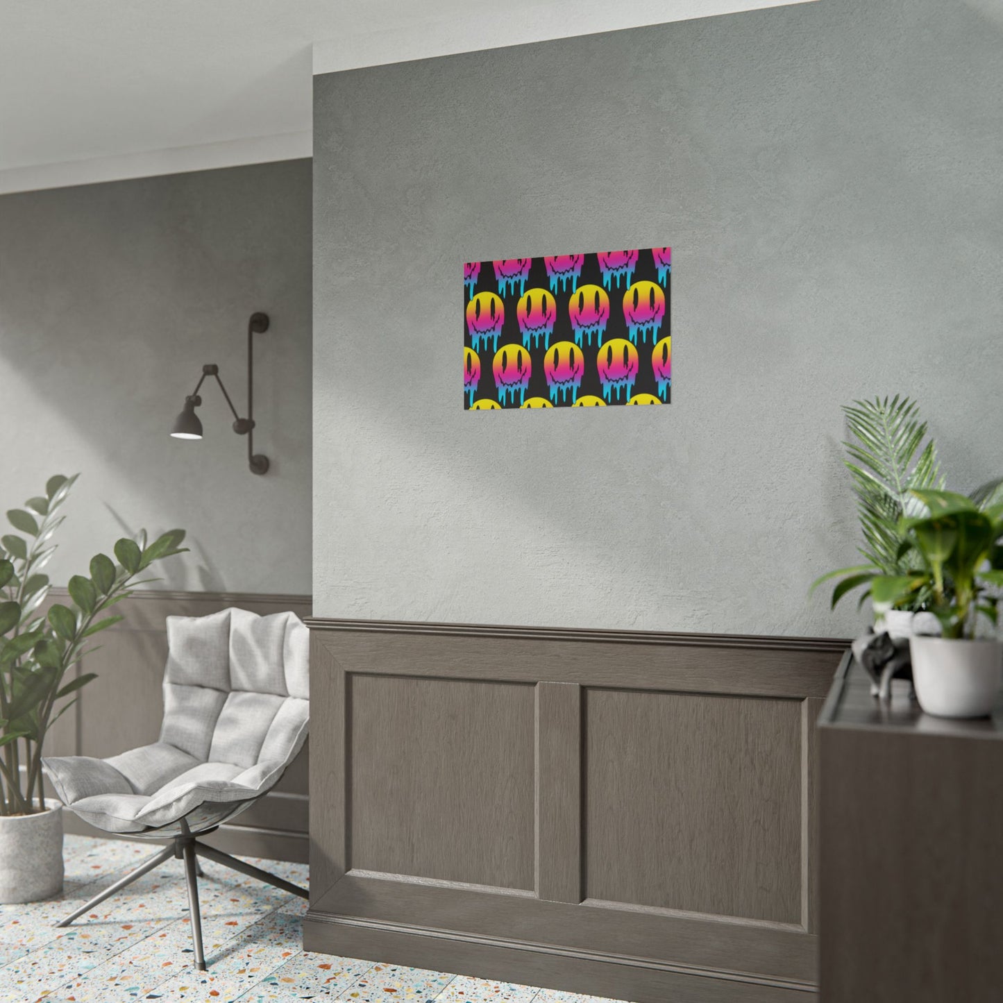 Neon Drip Smiley Poster