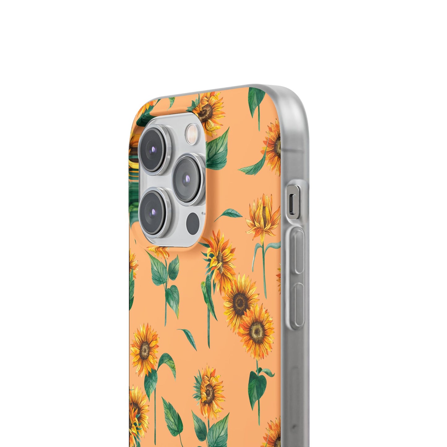 Sunflower Pattern Flexi Case — Floral Phone Case on Peach Background