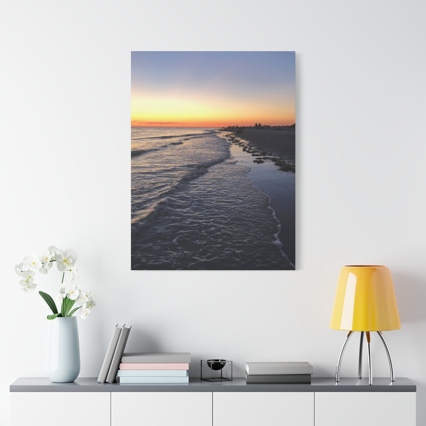 Sunset Beach Canvas Print — Coastal Wall Art for Living Room & Bedroom