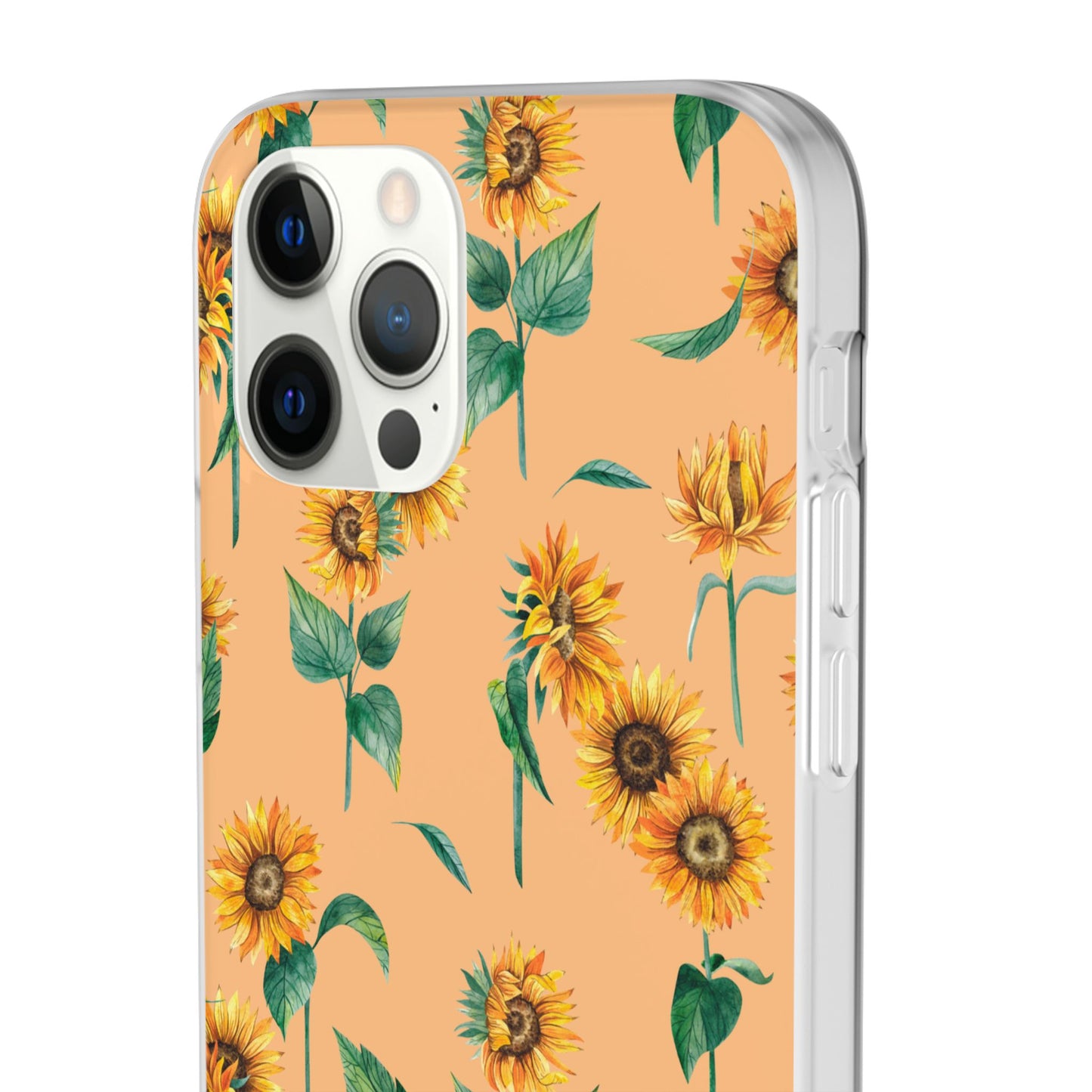 Sunflower Pattern Flexi Case — Floral Phone Case on Peach Background