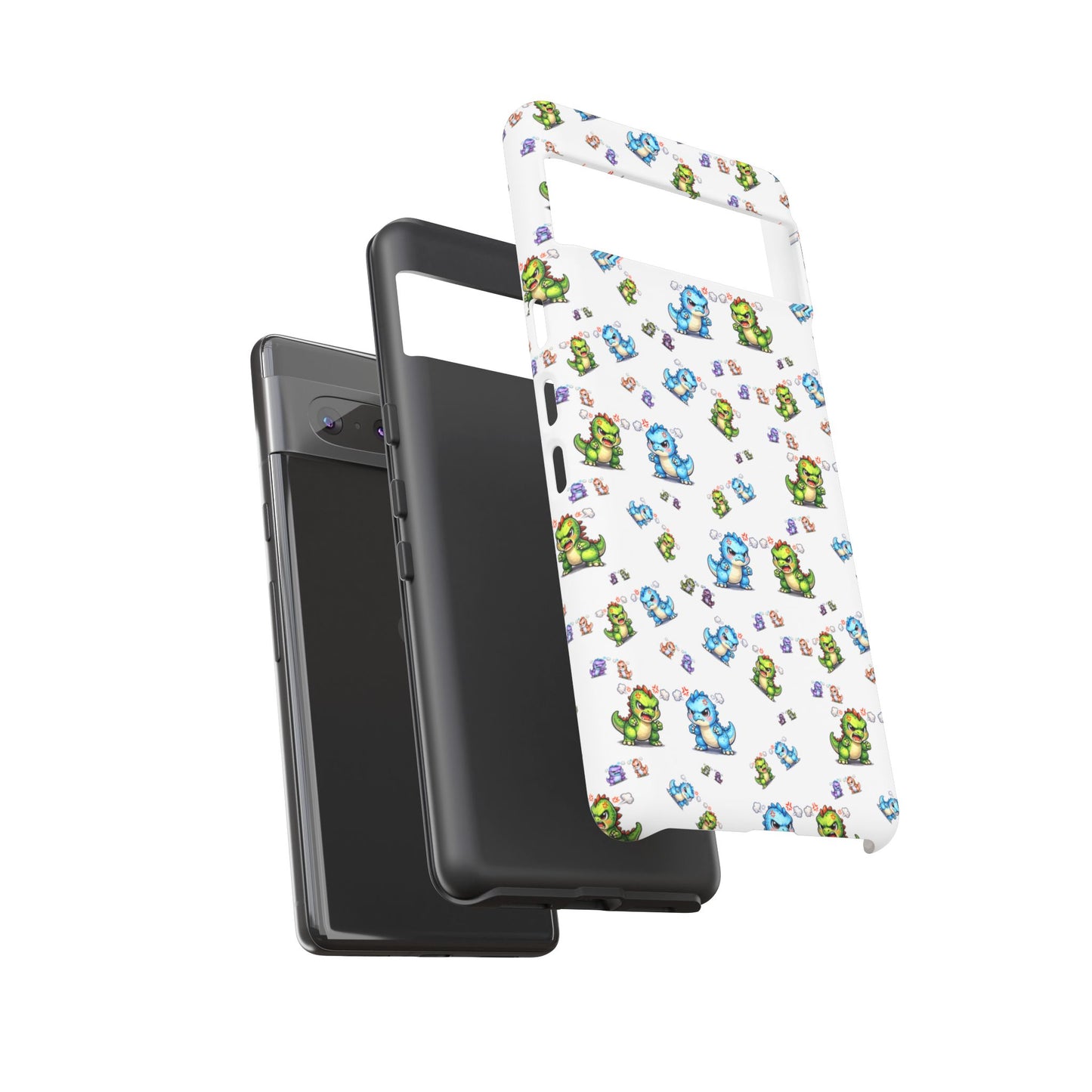 Cute Dino Pattern Phone Case — Playful Cartoon Dinosaur Tough Phone Cover