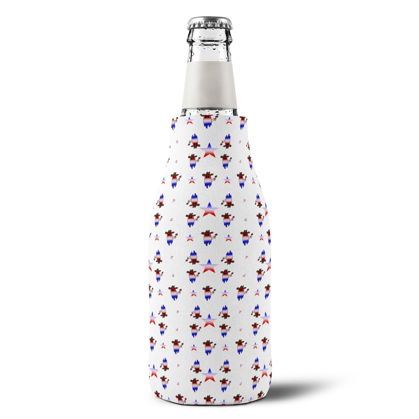 Patriotic ghost Zip-Up Bottle Cooler Sleeve