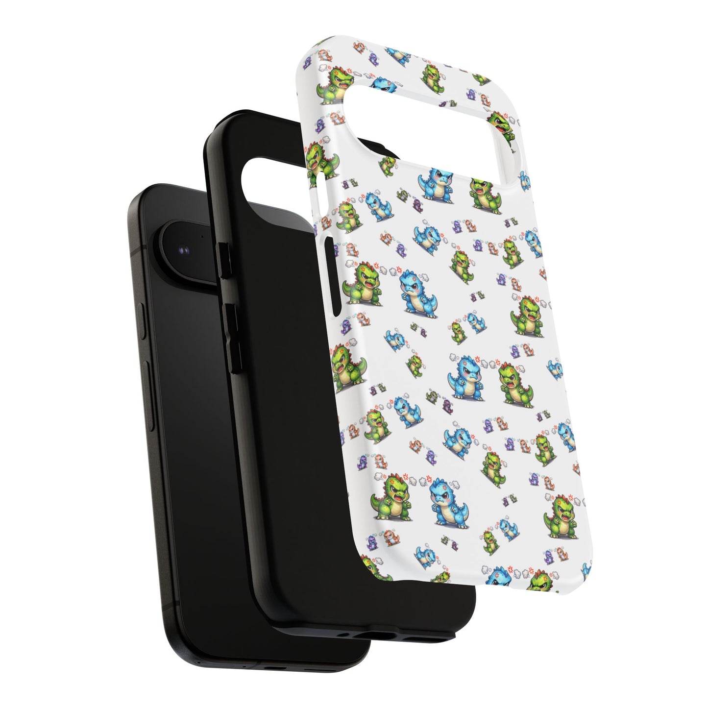 Cute Dino Pattern Phone Case — Playful Cartoon Dinosaur Tough Phone Cover
