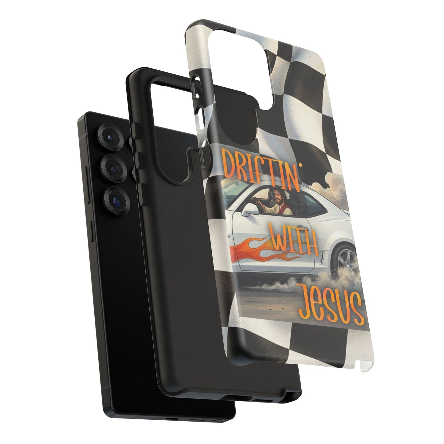 Phone Case — "Driftin' With Jesus" Racing Crosscheck Design - Samsung/ Google phones