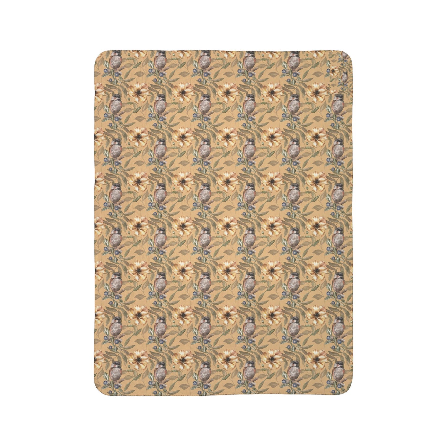 Vintage Floral Sherpa Blanket – Cozy Botanical Throw