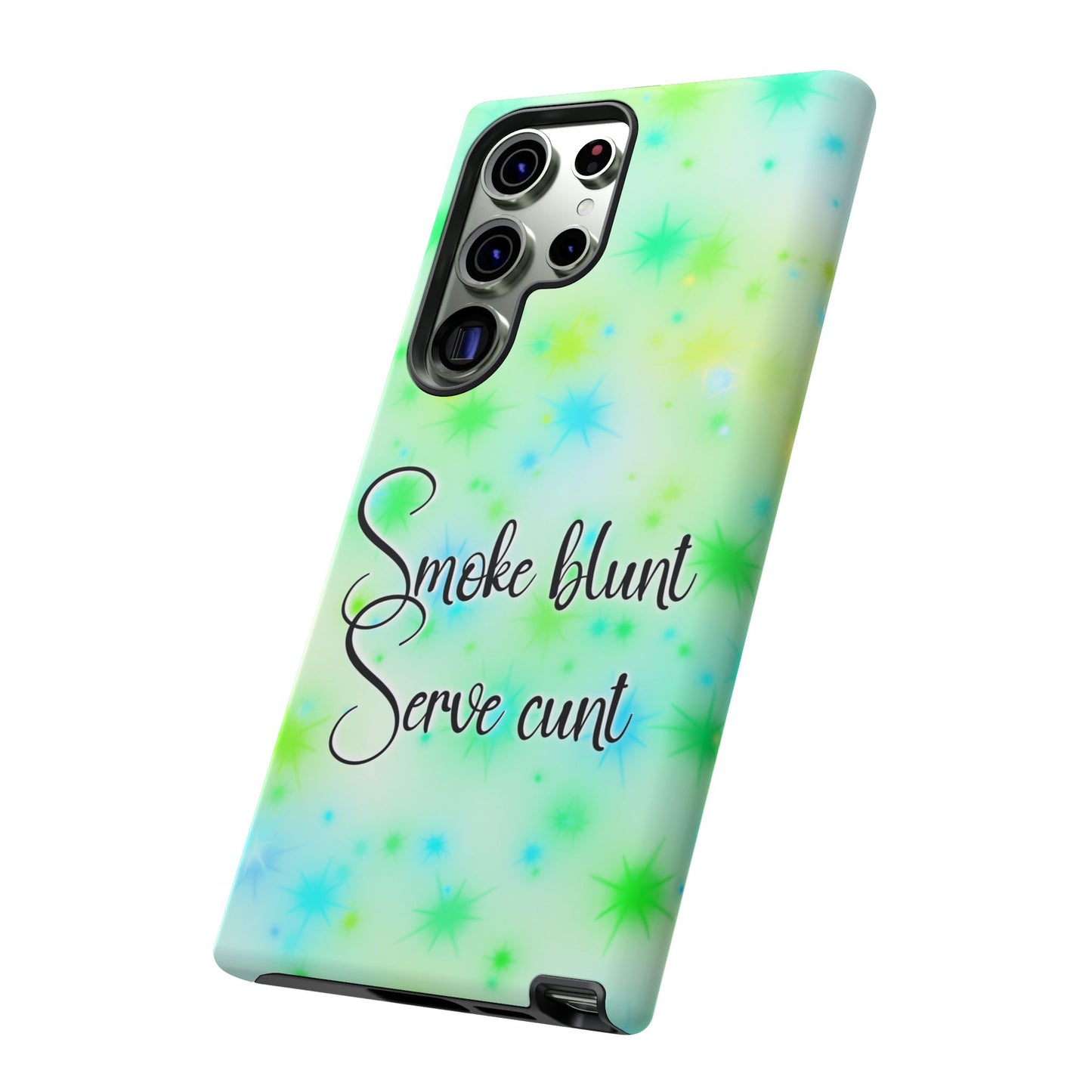 Phone Case — "Smoke blunt Serve cunt" Green Starburst Protective Case
