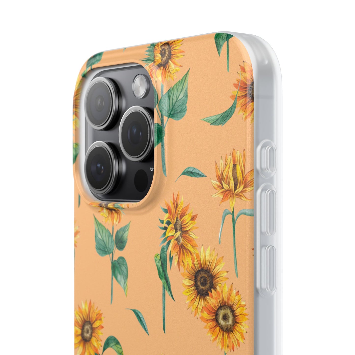 Sunflower Pattern Flexi Case — Floral Phone Case on Peach Background