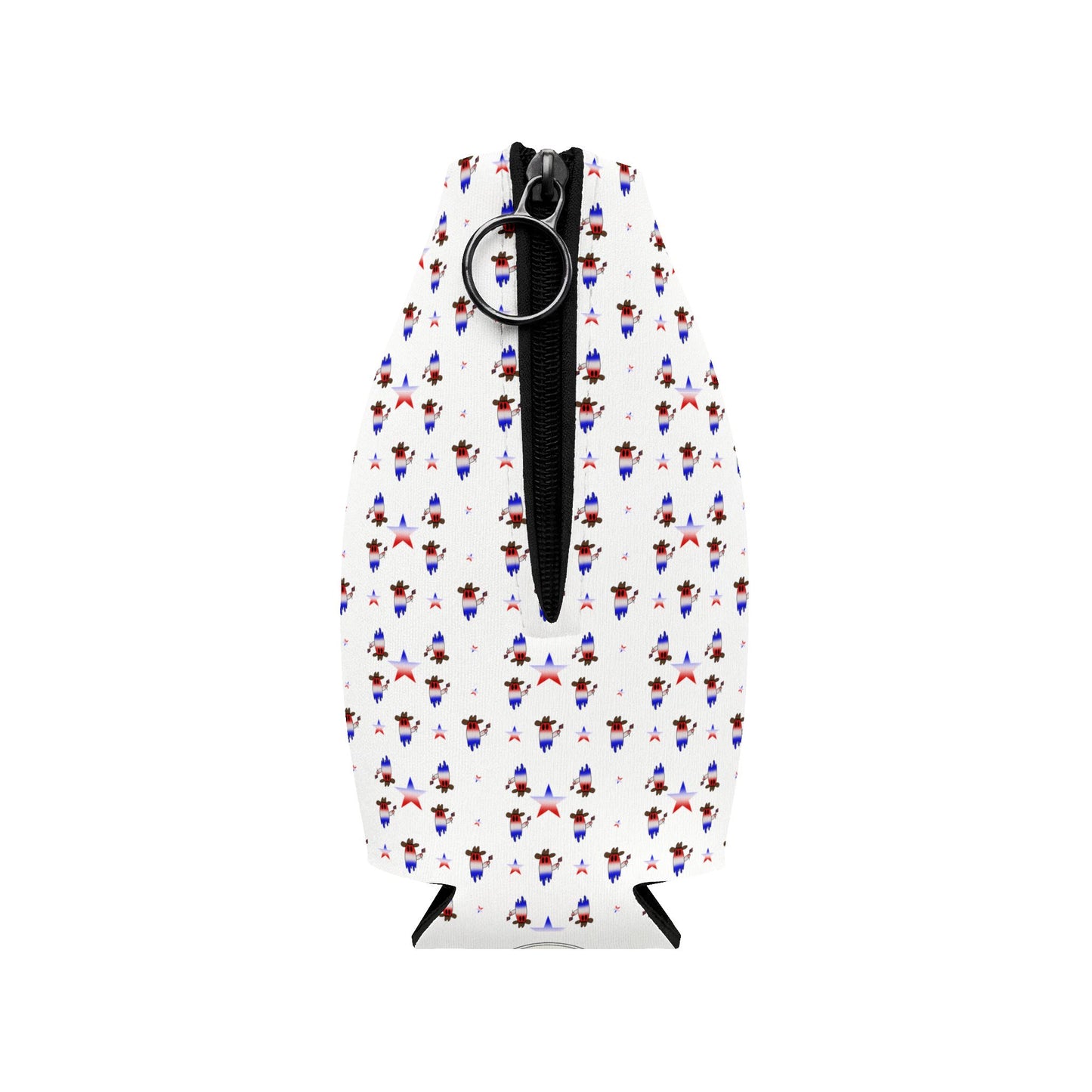 Patriotic ghost Zip-Up Bottle Cooler Sleeve