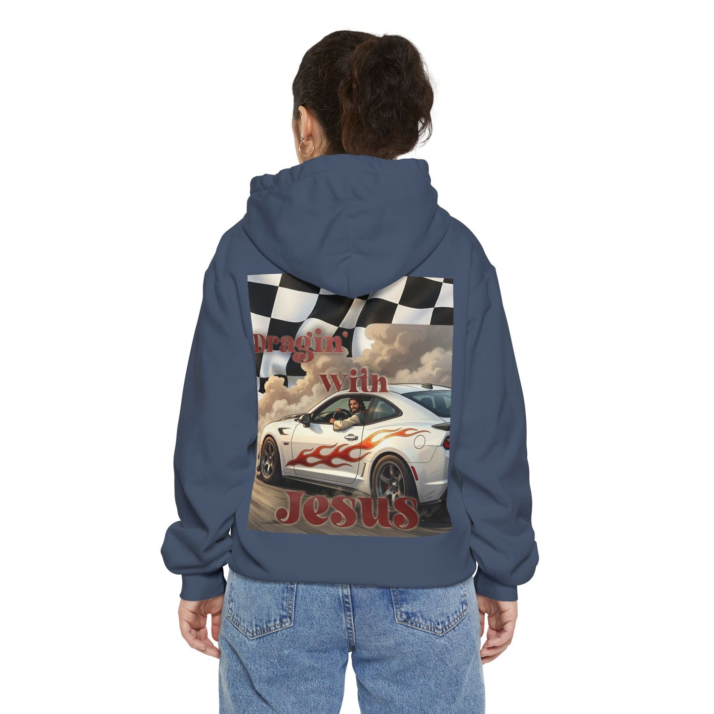 Dragin with Jesus Hoodie — Small Chest Print