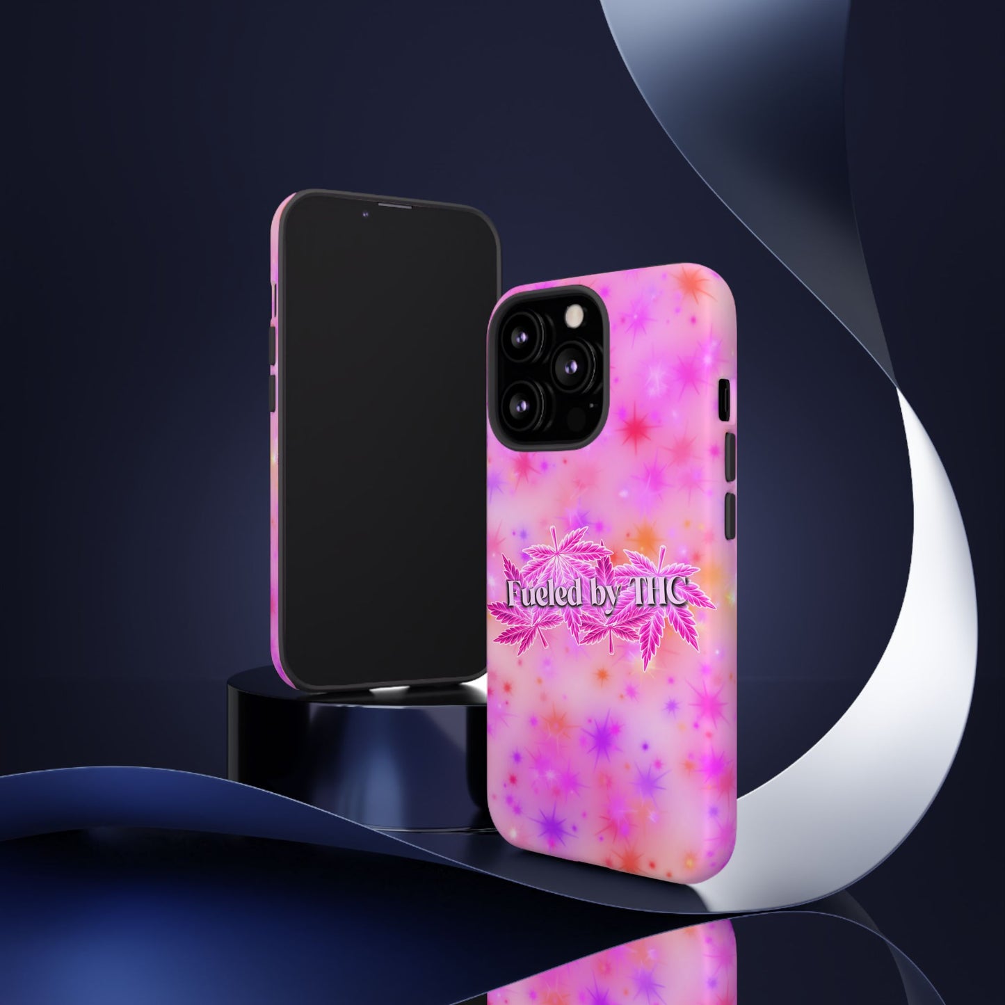 Fueled by THC Phone Case — Pink Cannabis Leaf Protective Case