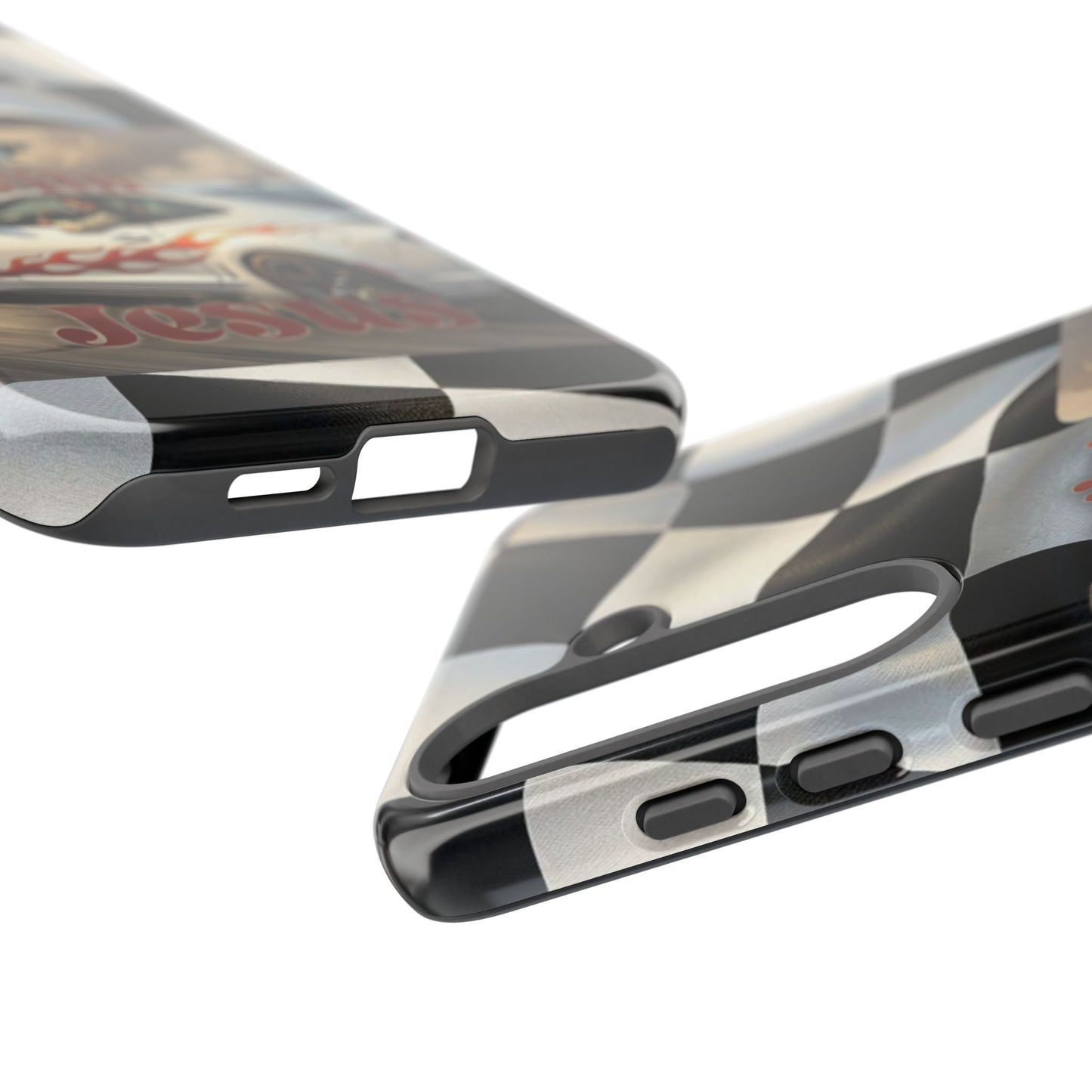 Phone Case — "Dragin' With Jesus" Racing Checkered flag - Samsung / Google phones