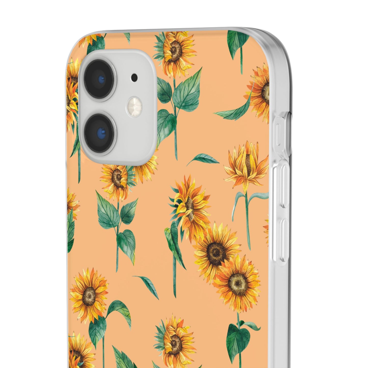 Sunflower Pattern Flexi Case — Floral Phone Case on Peach Background