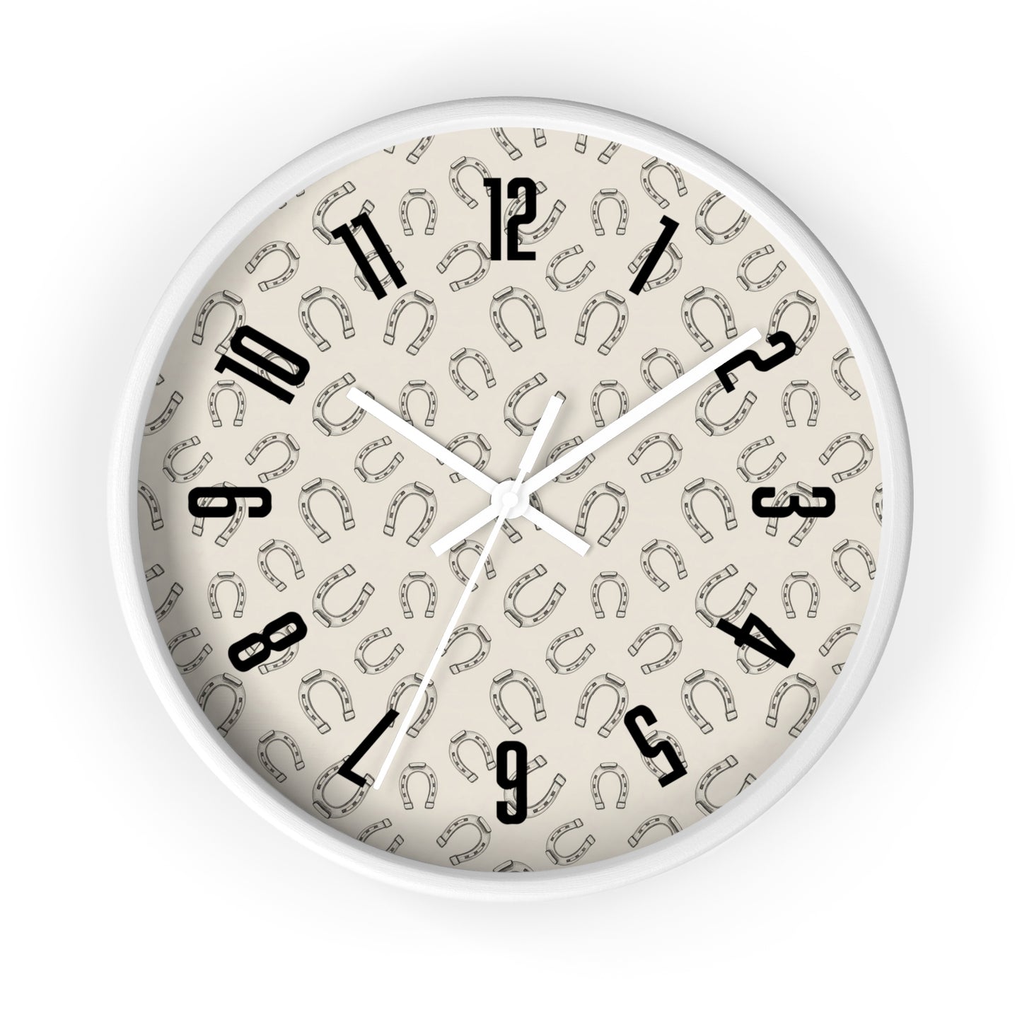 Horseshoe Pattern Wall Clock — Rustic Farmhouse Timepiece for Equestrian Lovers