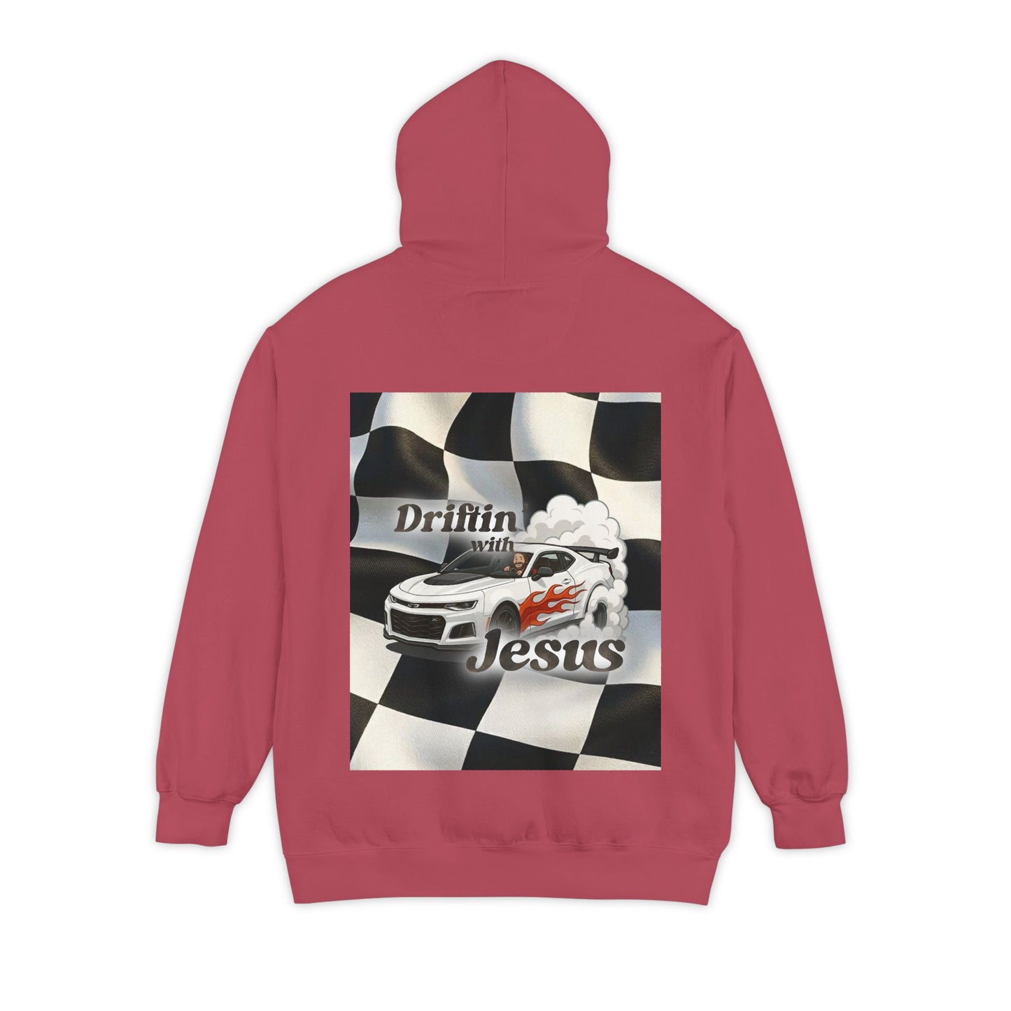 Classic Car Hoodie — Small Chest Graphic “drifting with jesus" Pullover