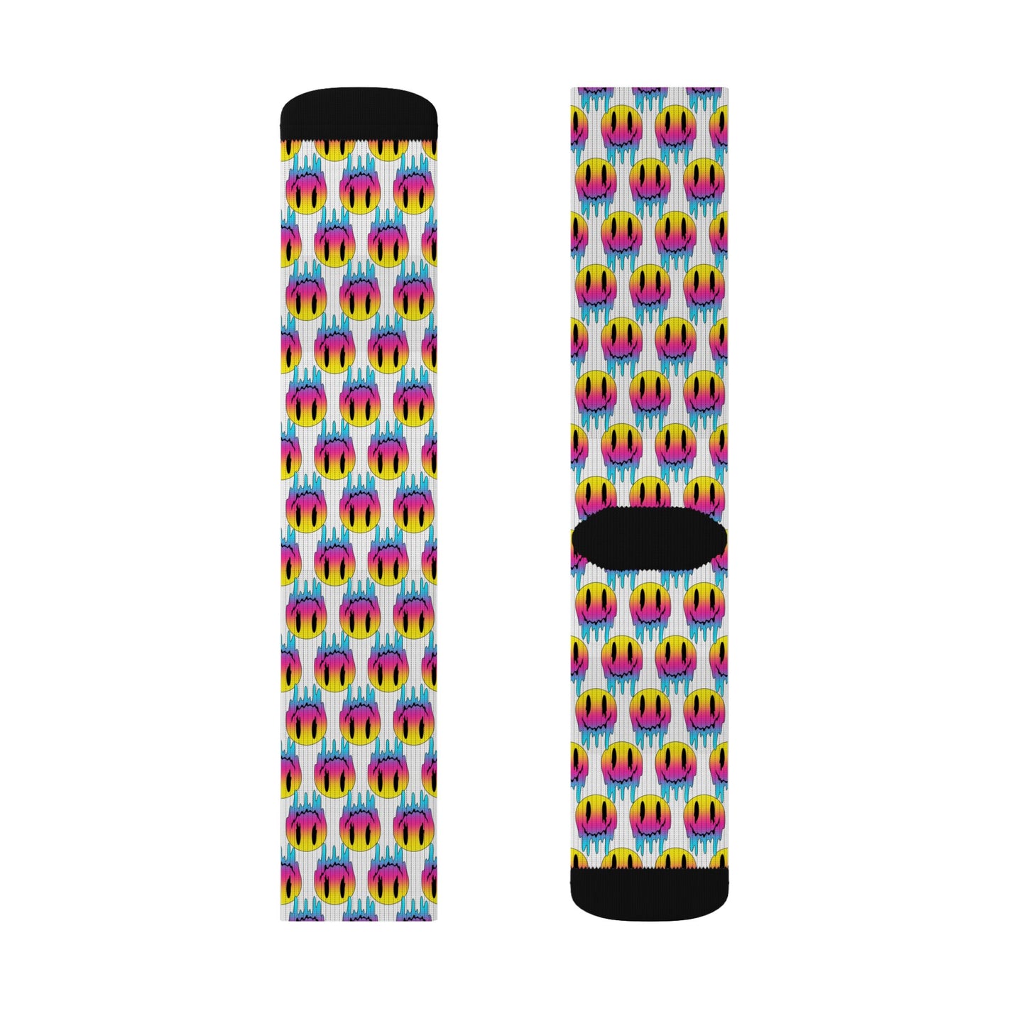 Rainbow Smile Socks — Colorful Happy Face Sublimation Crew Socks