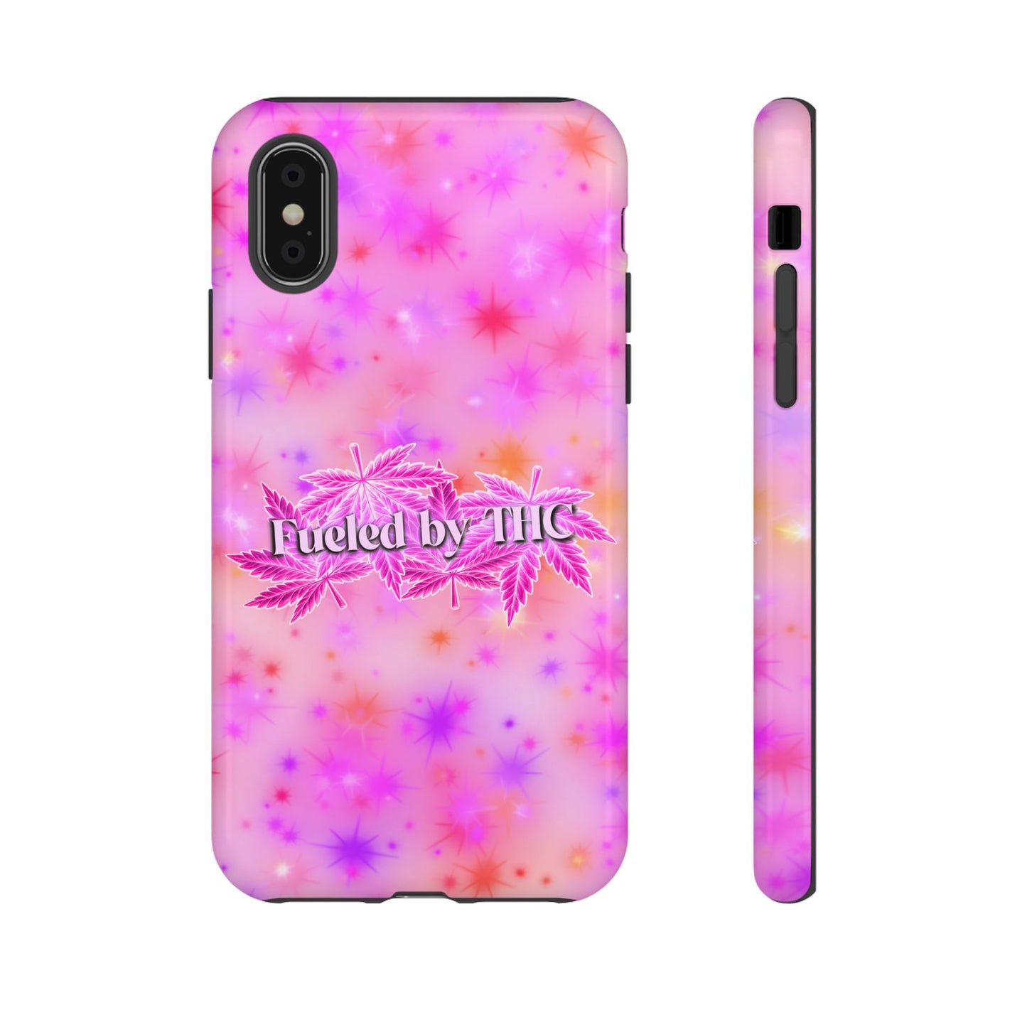 Fueled by THC Phone Case — Pink Cannabis Leaf Protective Case