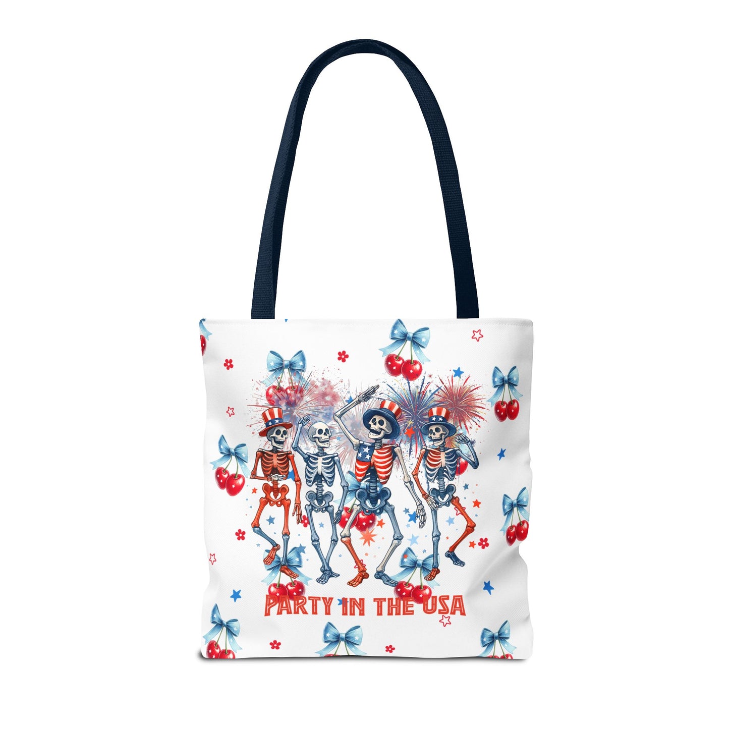 Patriotic Skeletons Tote Bag — "Party in the USA" 4th of July All-Over Print