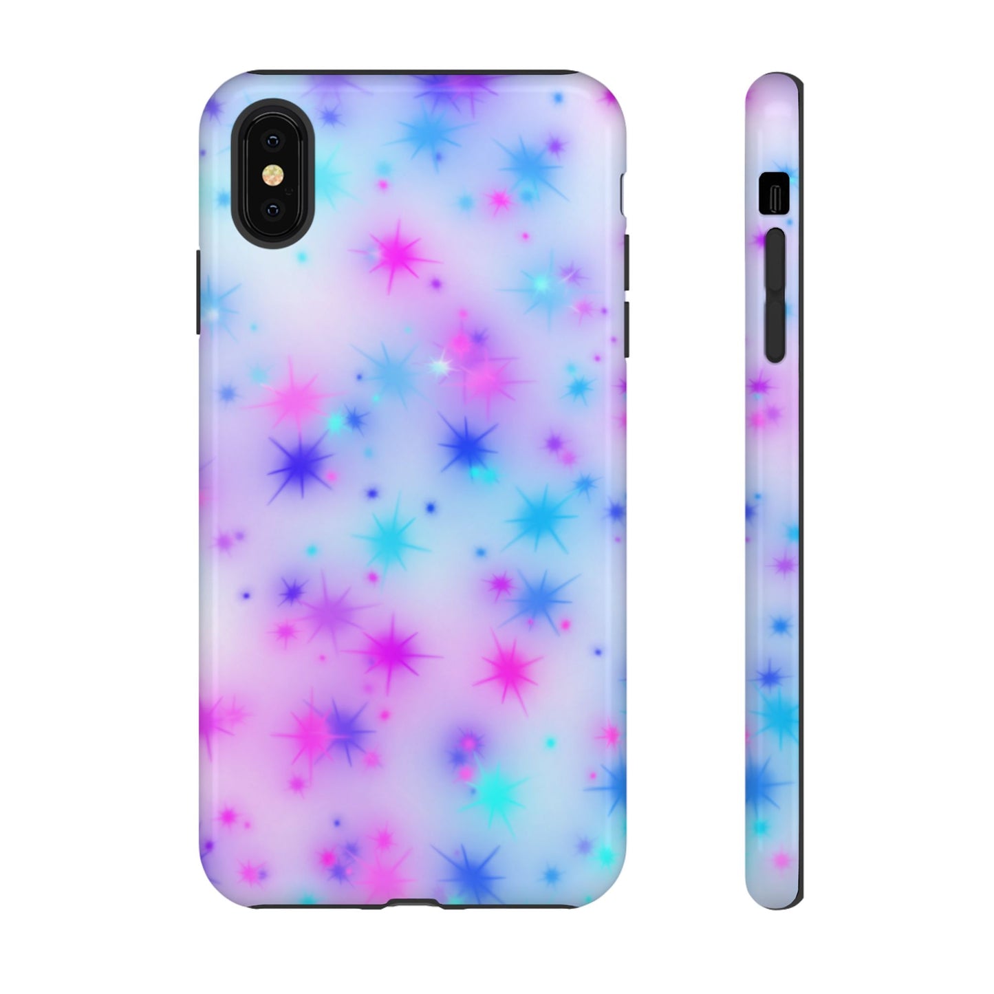 Galaxy Starburst Tough Phone Case — Pastel Pink & Blue Sparkle Protective Cover