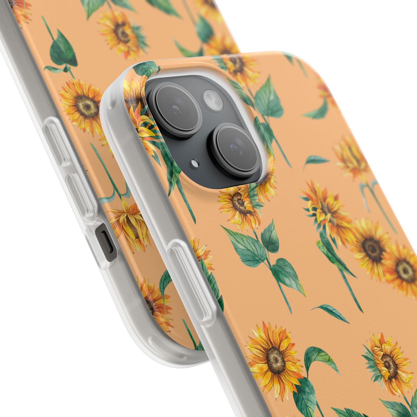 Sunflower Pattern Flexi Case — Floral Phone Case on Peach Background