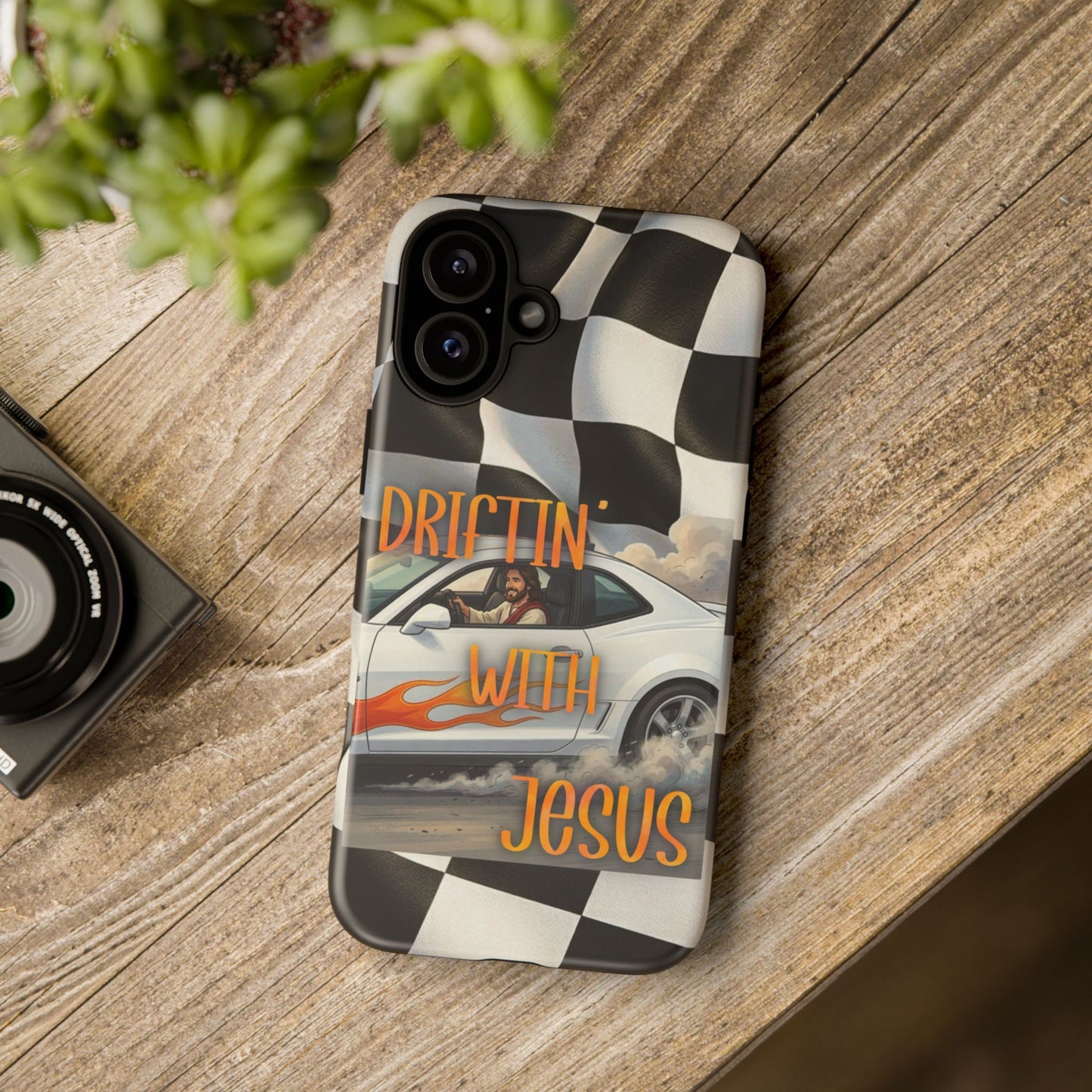 Phone Case — "Driftin' with Jesus" Racing Flag Design- iPhone