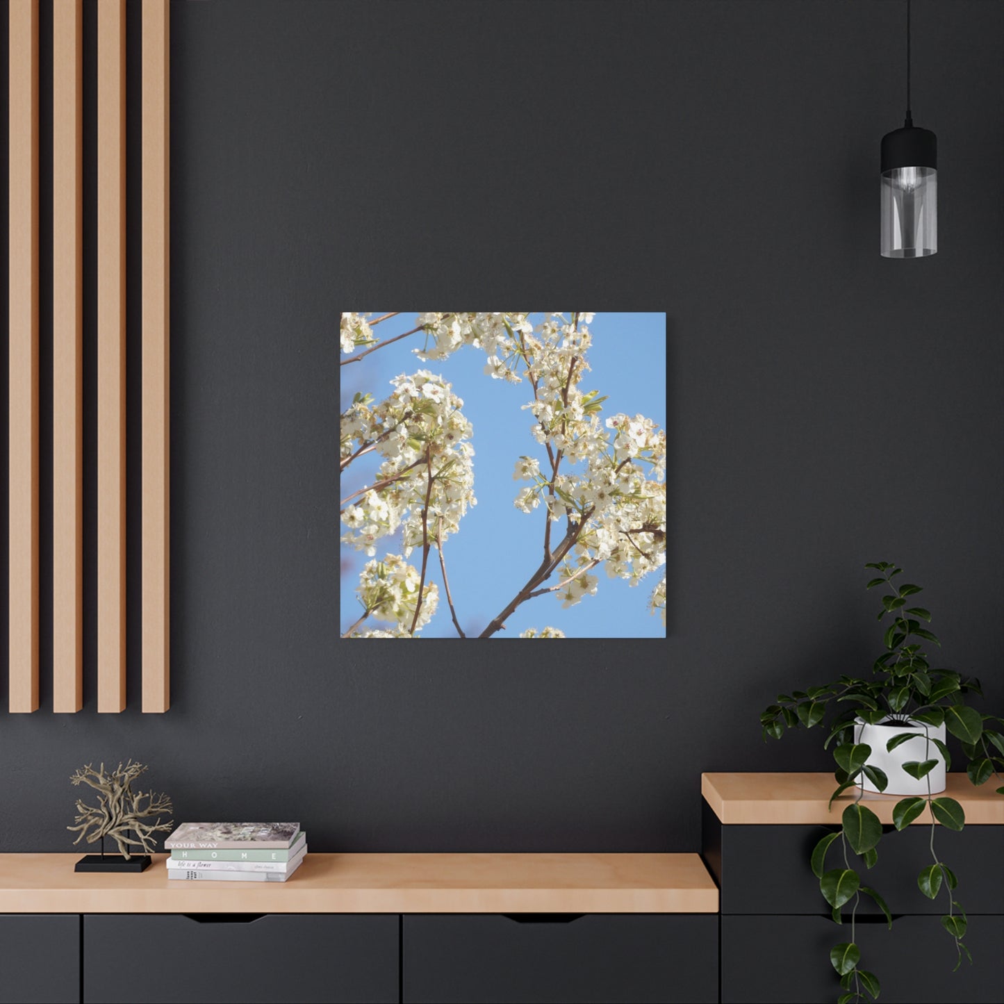 Blossom Branch Canvas Print — Spring White Flower Wall Art