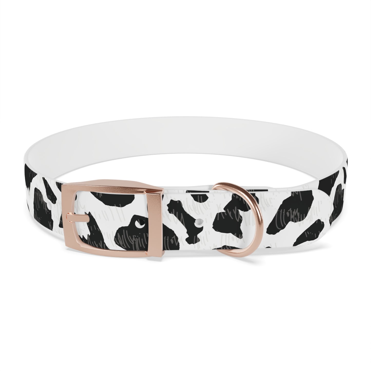 Cow Print Dog Collar — Black & White Spot Pattern