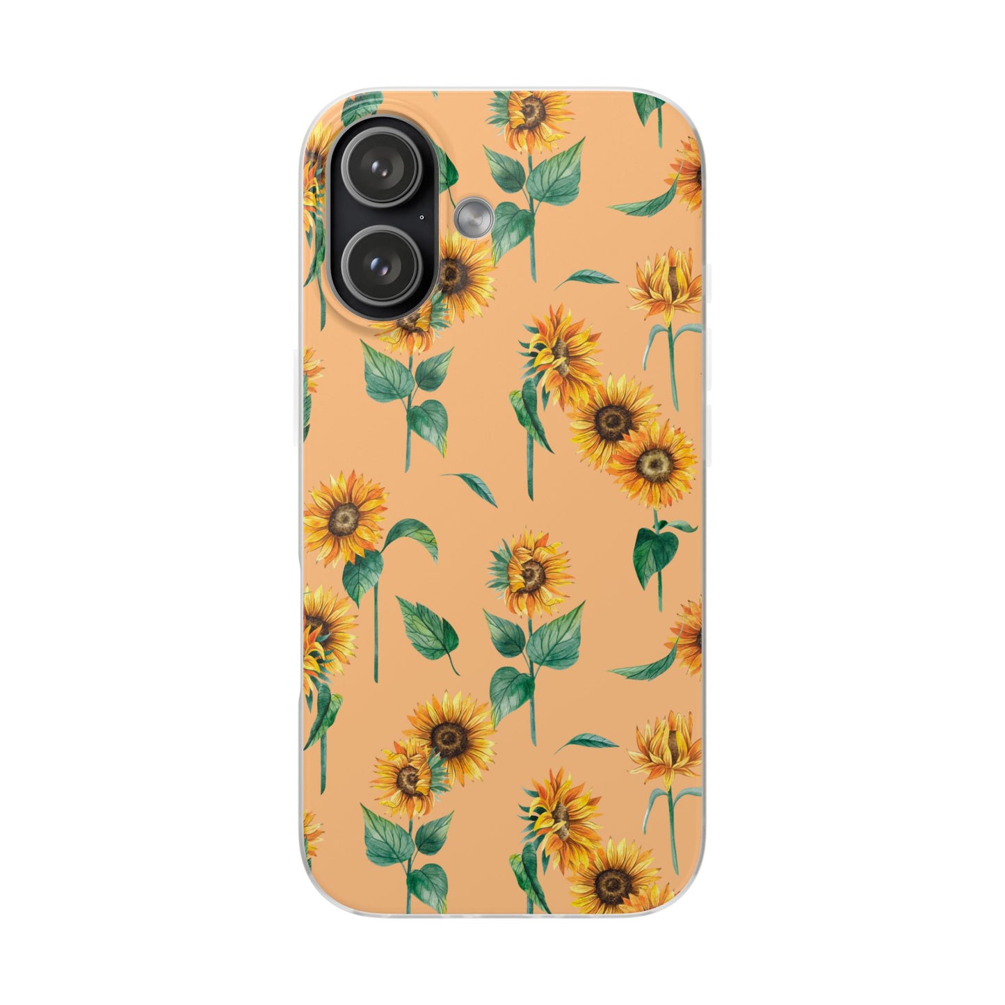 Sunflower Pattern Flexi Case — Floral Phone Case on Peach Background