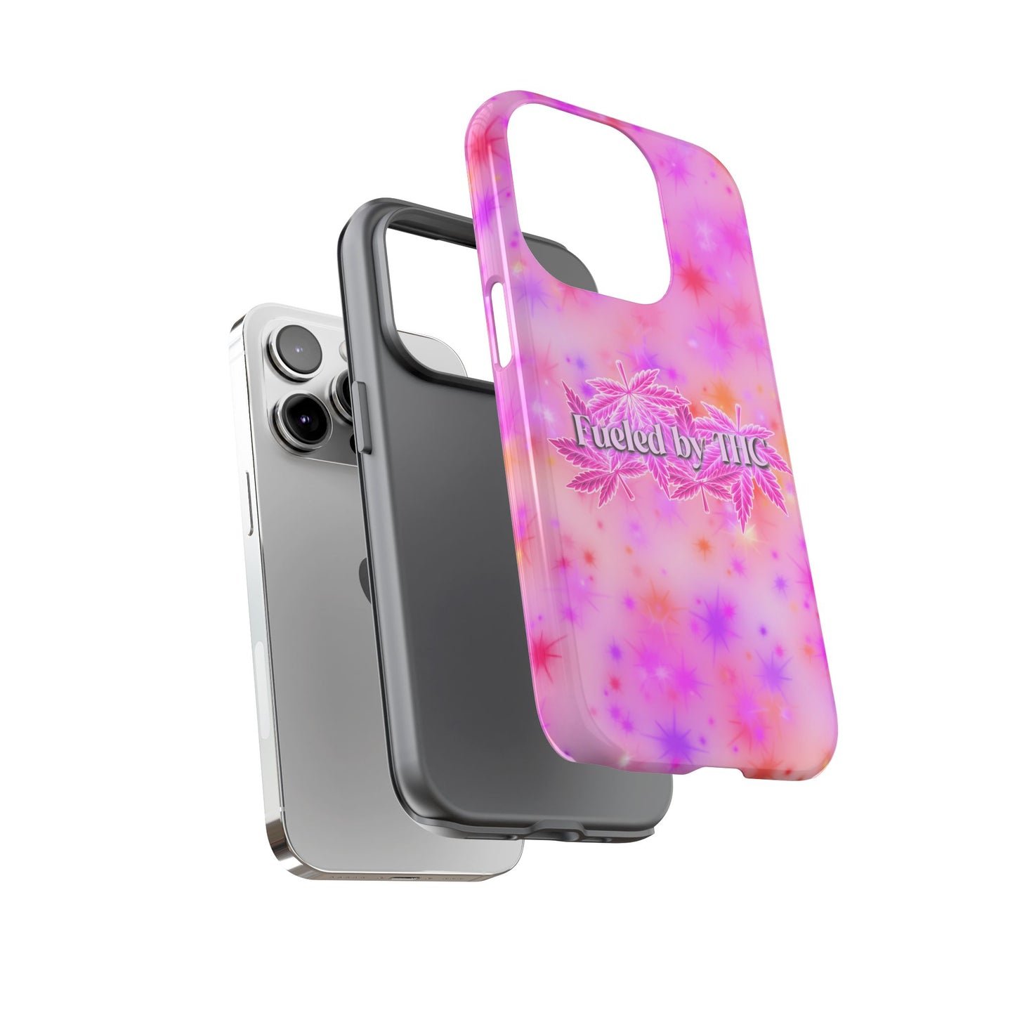 Fueled by THC Phone Case — Pink Cannabis Leaf Protective Case