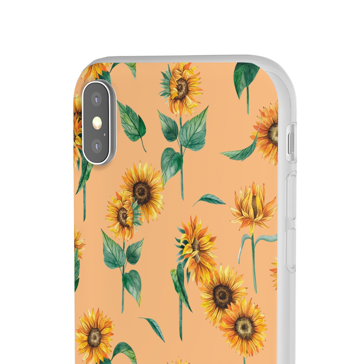 Sunflower Pattern Flexi Case — Floral Phone Case on Peach Background
