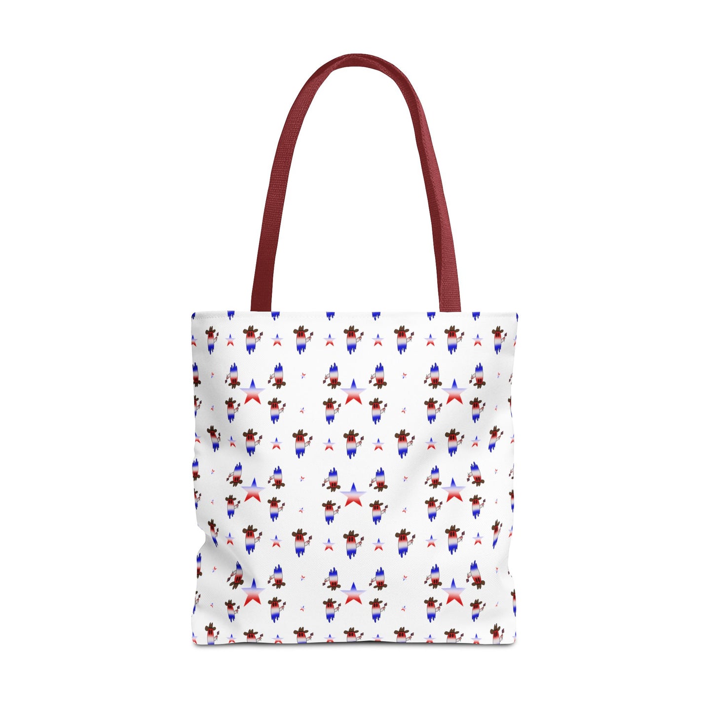 Patriotic Ghost Pattern Tote Bag – Red White Blue All-Over Print