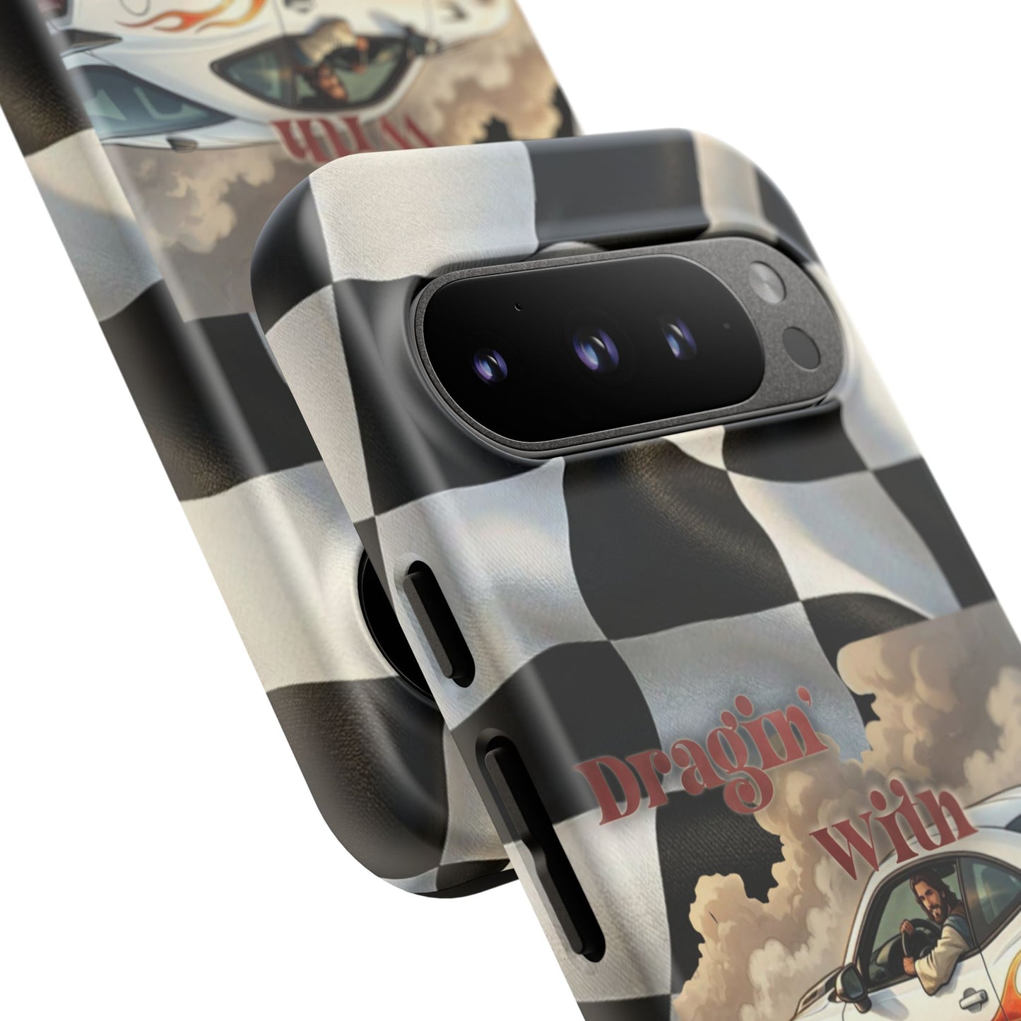 Phone Case — "Dragin' With Jesus" Racing Checkered flag - Samsung / Google phones