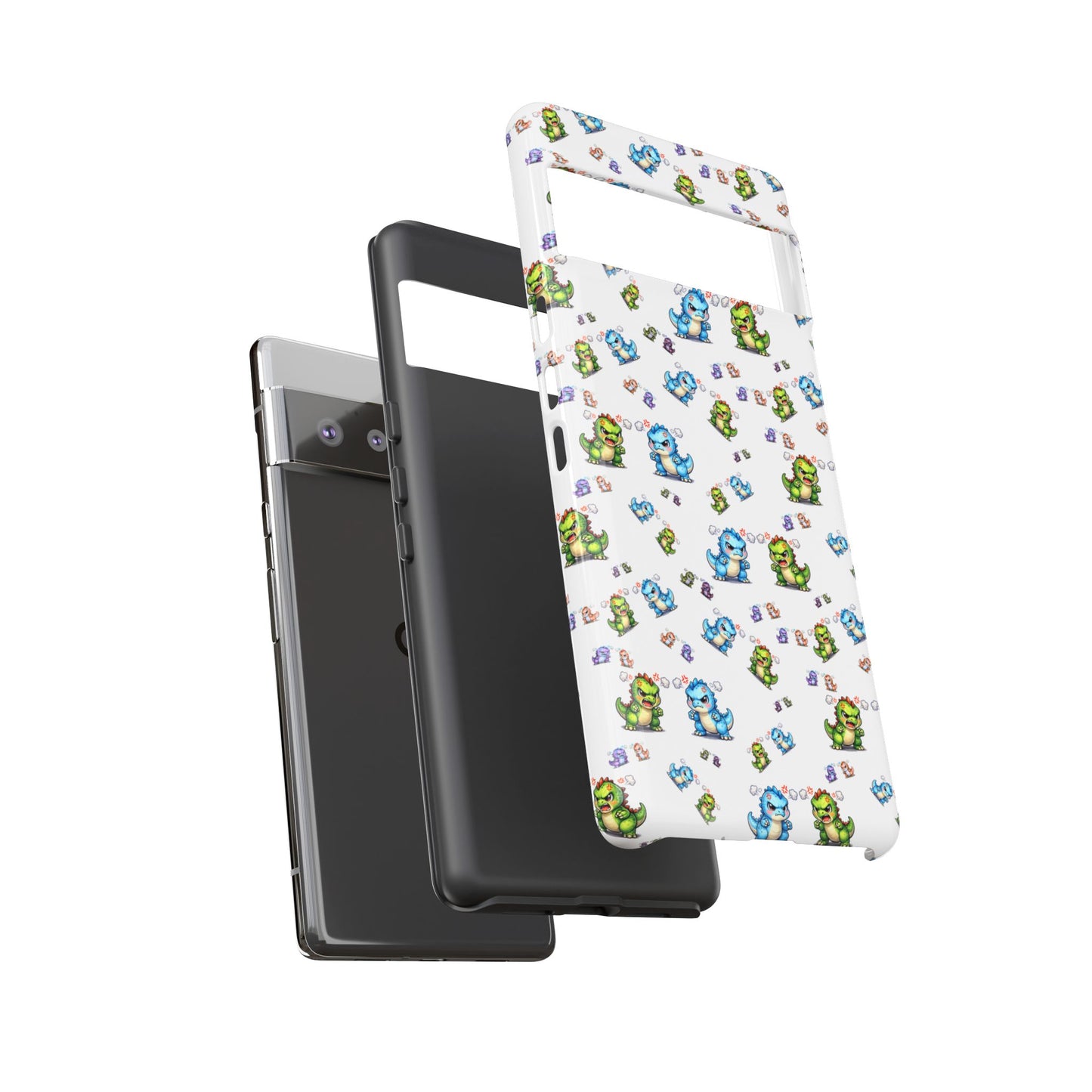 Cute Dino Pattern Phone Case — Playful Cartoon Dinosaur Tough Phone Cover