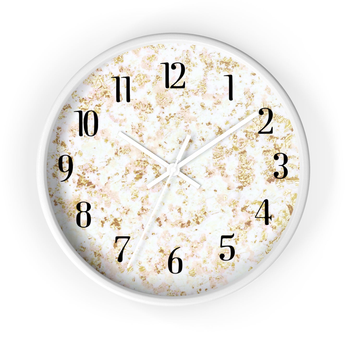 Marble Texture Wall Clock — Modern Gold & White Decorative Clock