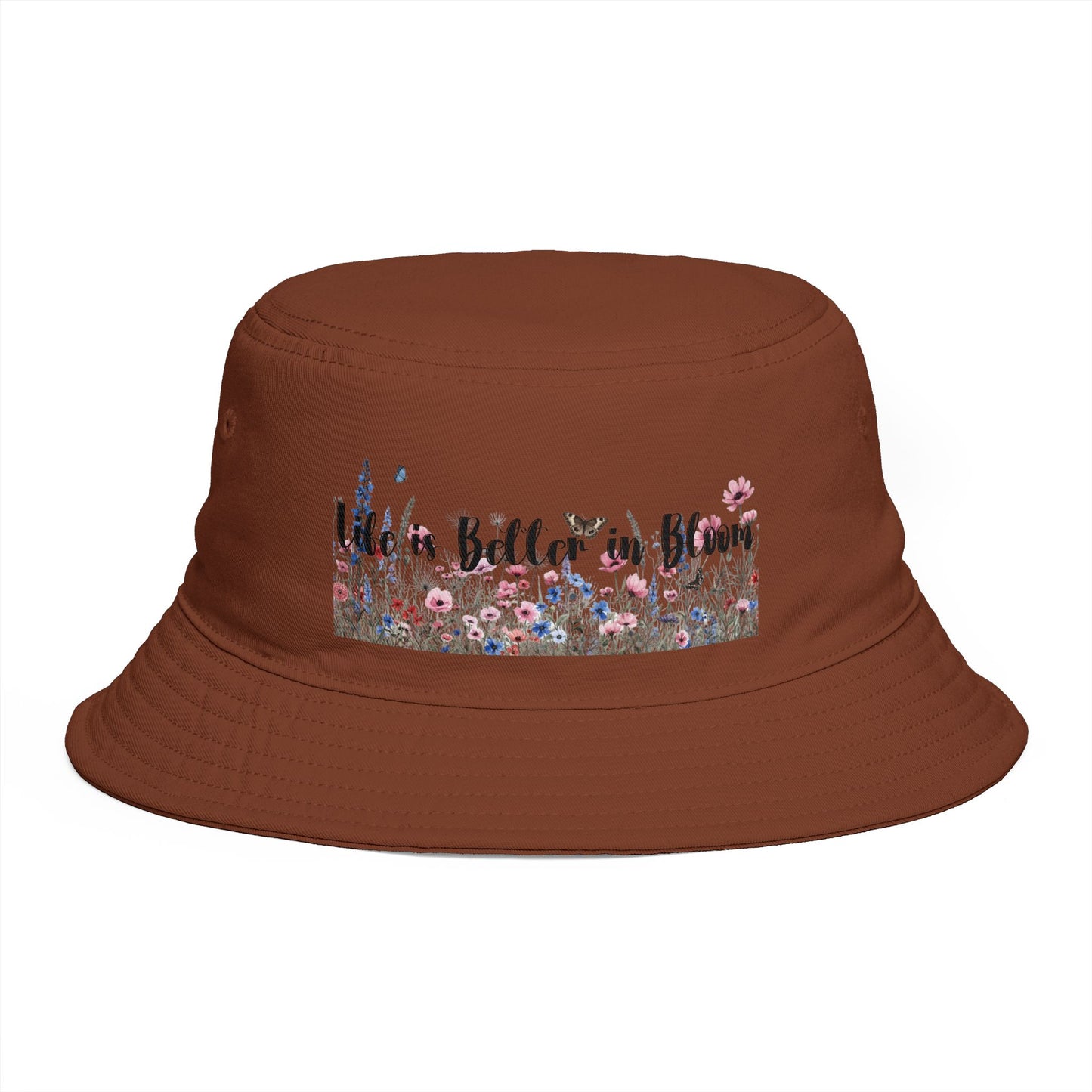Bucket Hat — "Life's Better in Bloom" Floral Sun Hat