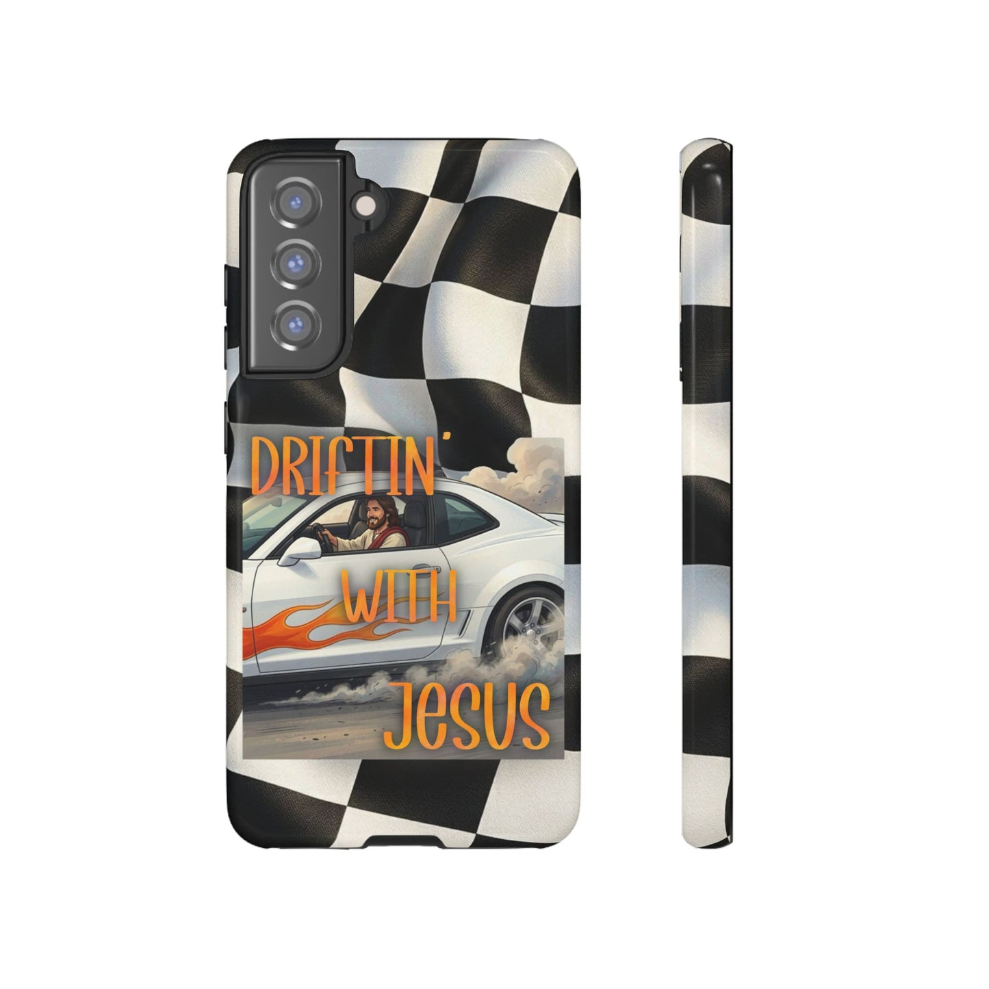 Phone Case — "Driftin' With Jesus" Racing Crosscheck Design - Samsung/ Google phones