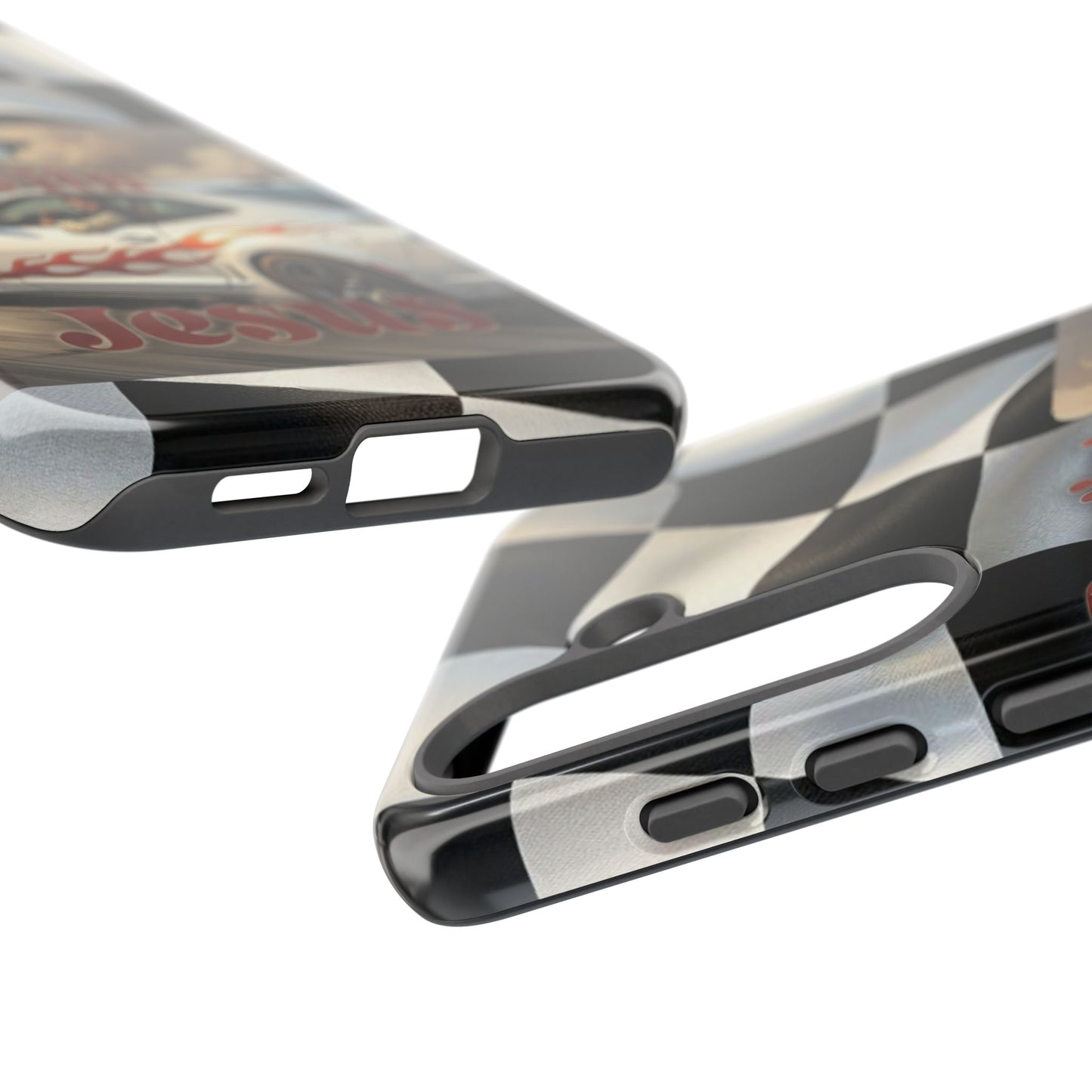 Phone Case — "Dragin' With Jesus" Racing Checkered flag - Samsung / Google phones