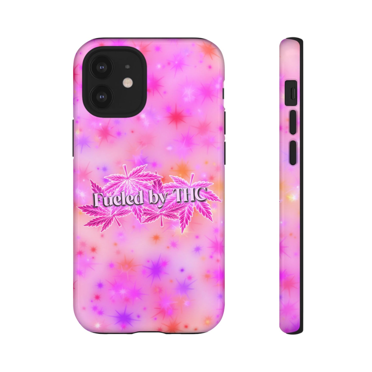 Fueled by THC Phone Case — Pink Cannabis Leaf Protective Case