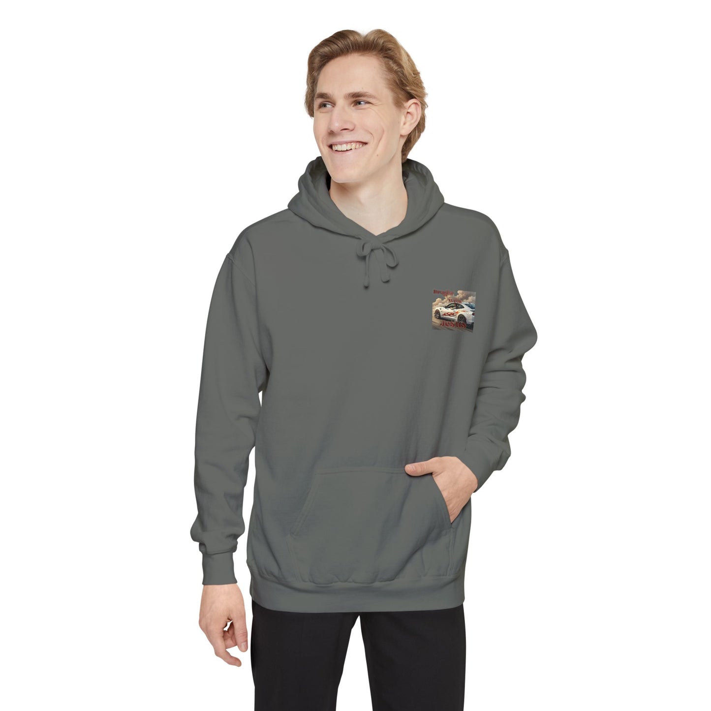 Dragin with Jesus Hoodie — Small Chest Print