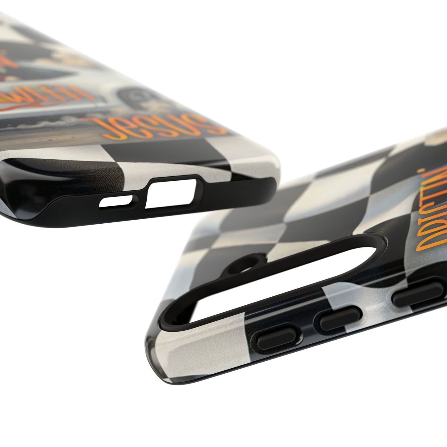Phone Case — "Driftin' With Jesus" Racing Crosscheck Design - Samsung/ Google phones