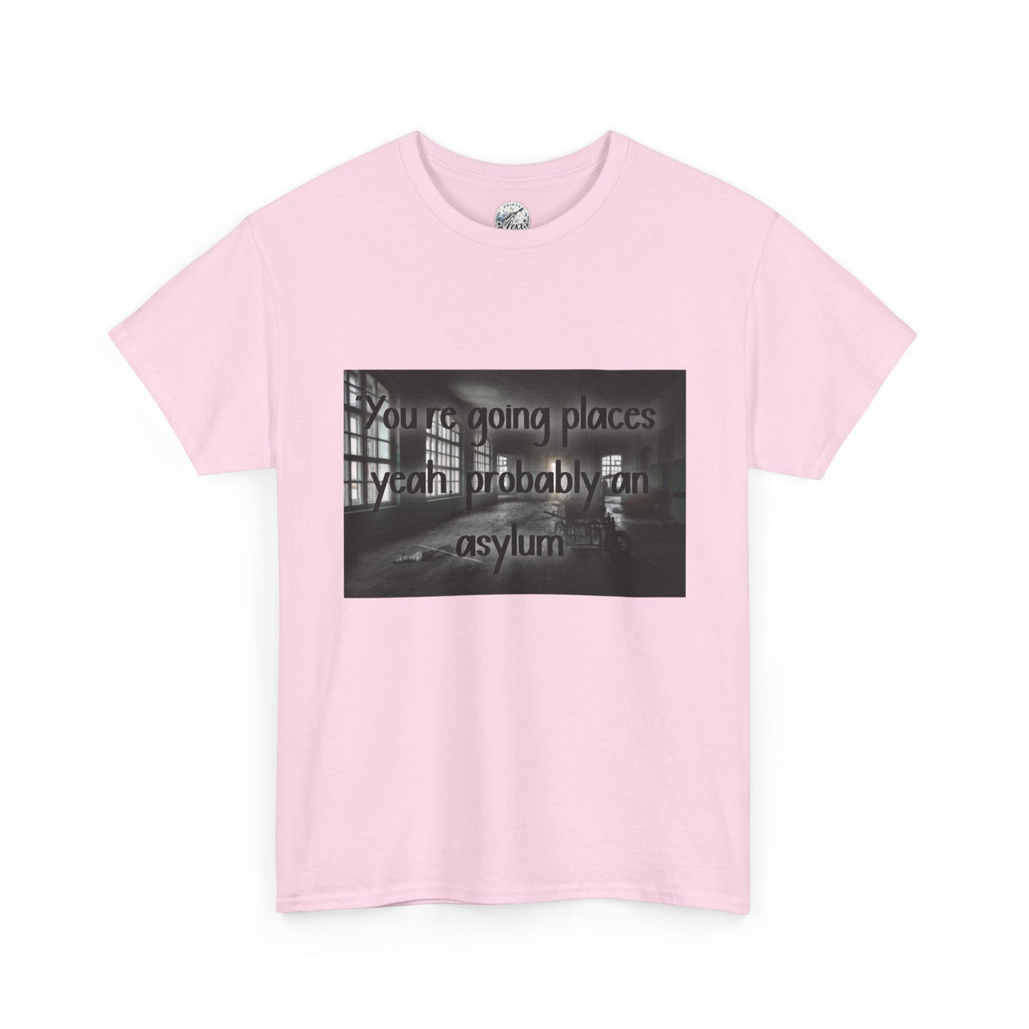 Dark Asylum Photo Tee — "You're Going Places, Yeah Probably the Asylum"