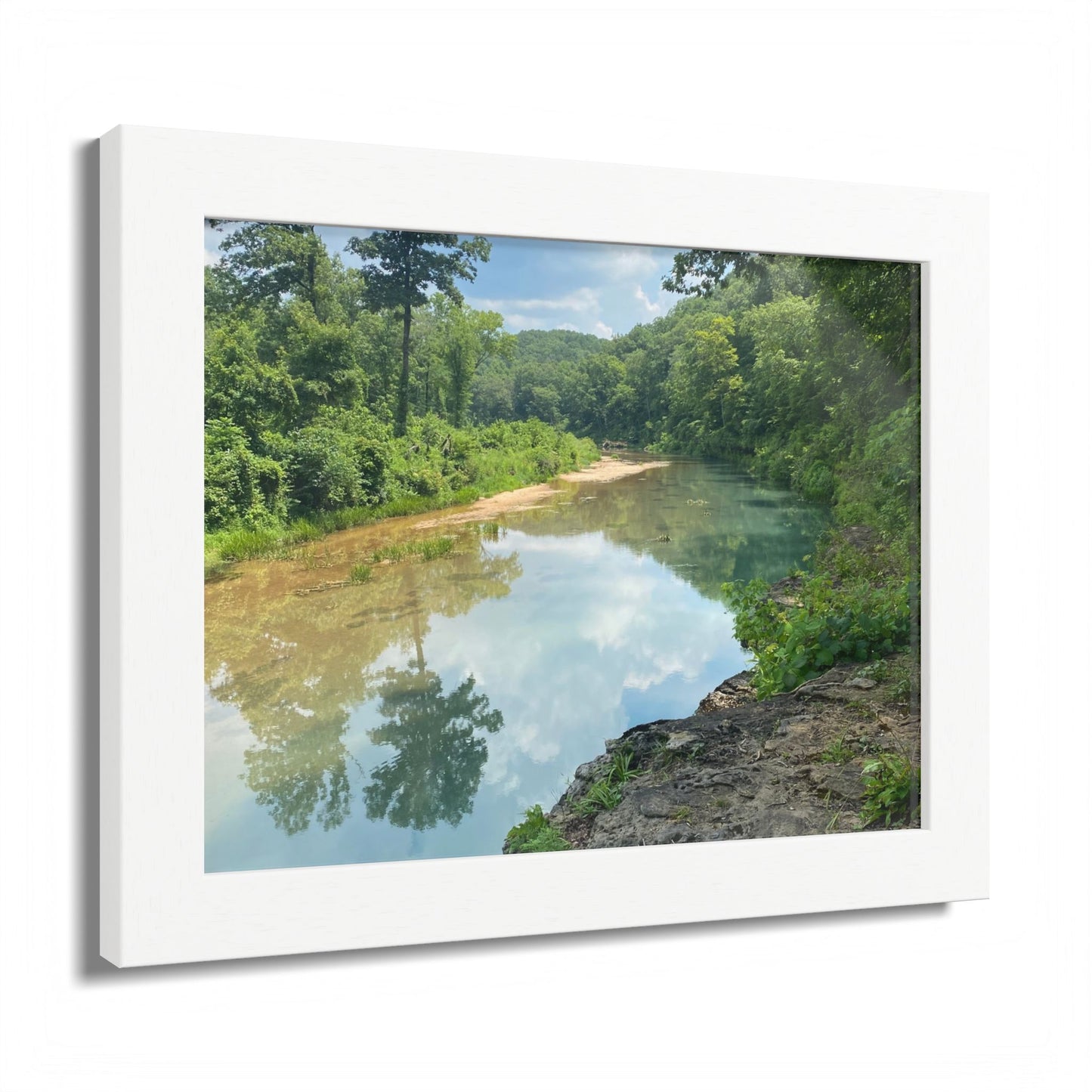 Framed Nature Poster — Serene River Landscape Wall Art