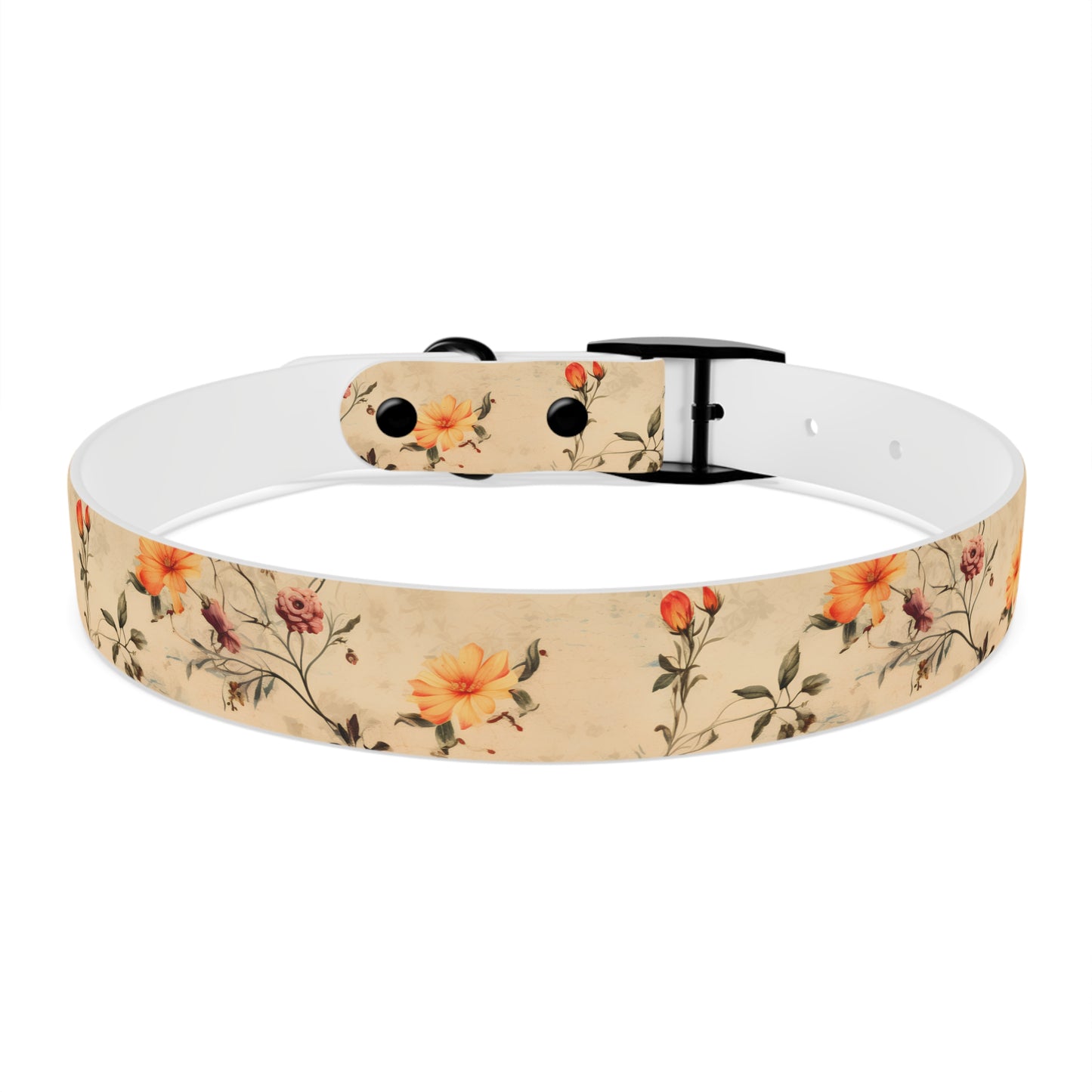 Floral Vintage Dog Collar – Peach Rose Print Pet Collar