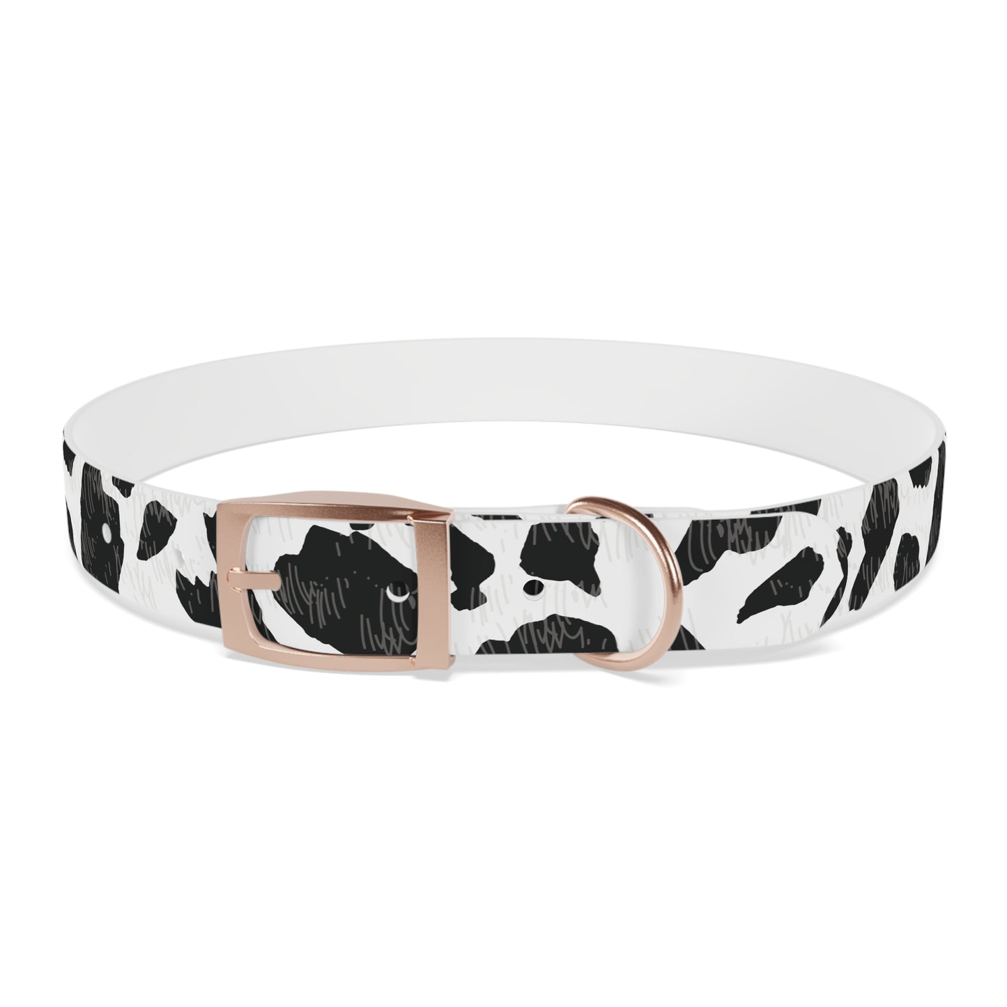 Cow Print Dog Collar — Black & White Spot Pattern