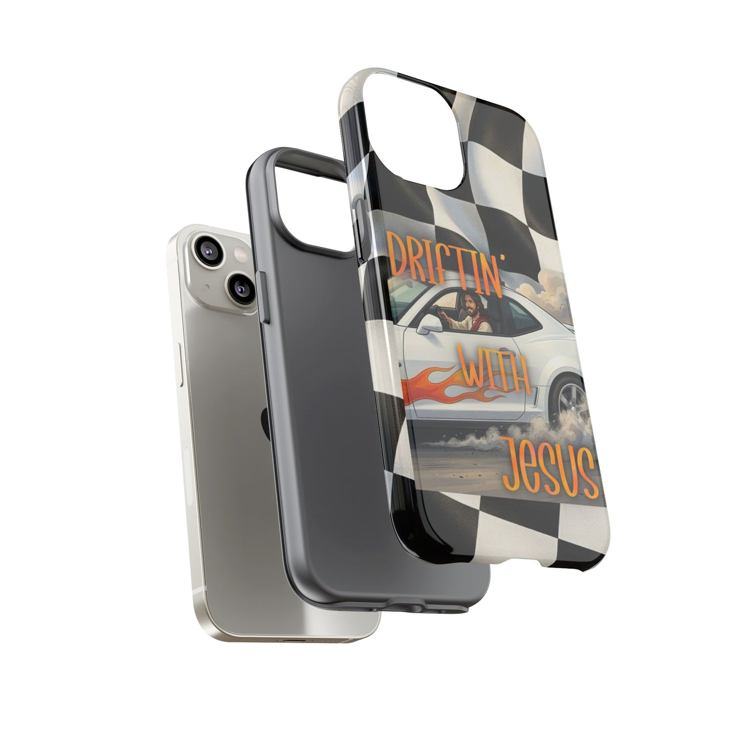 Phone Case — "Driftin' with Jesus" Racing Flag Design- iPhone