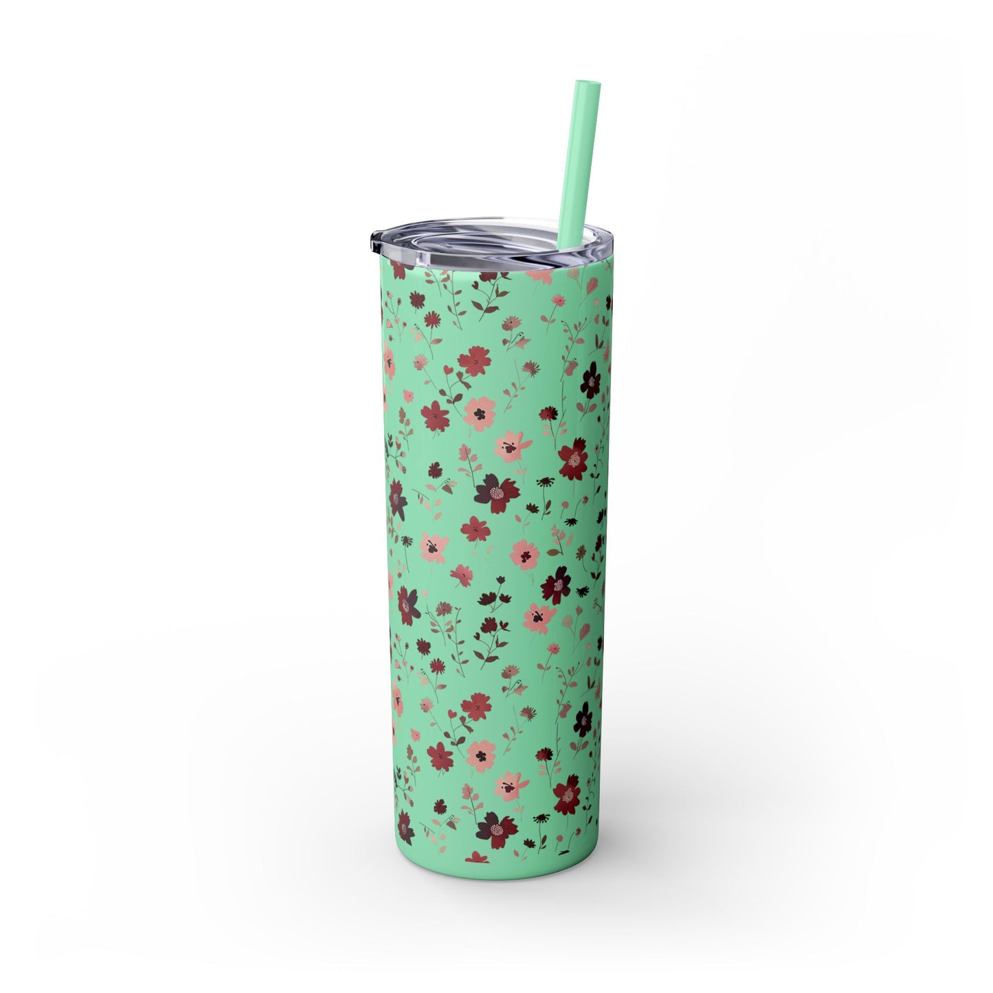 Floral Skinny Tumbler 20oz – Pink Blossom Straw Cup
