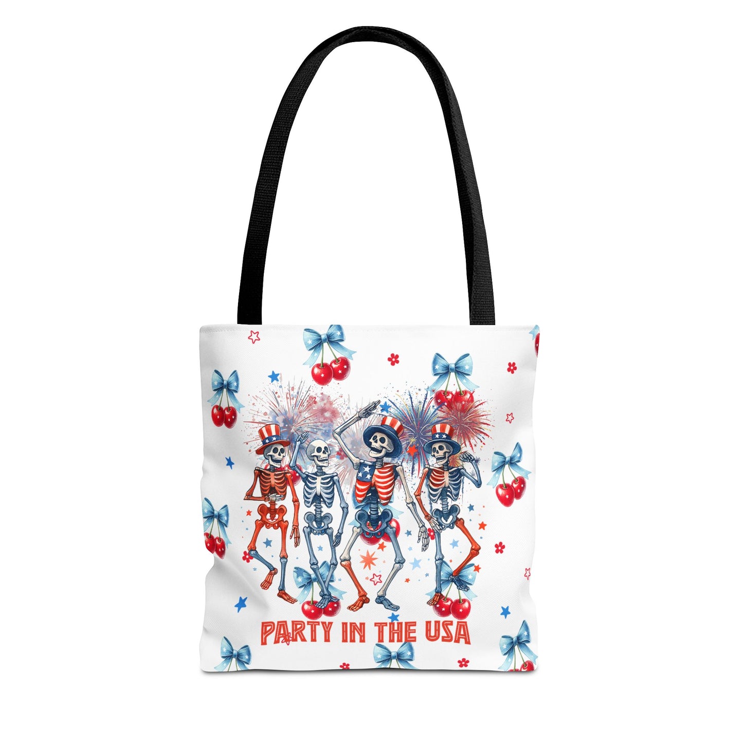 Patriotic Skeletons Tote Bag — "Party in the USA" 4th of July All-Over Print