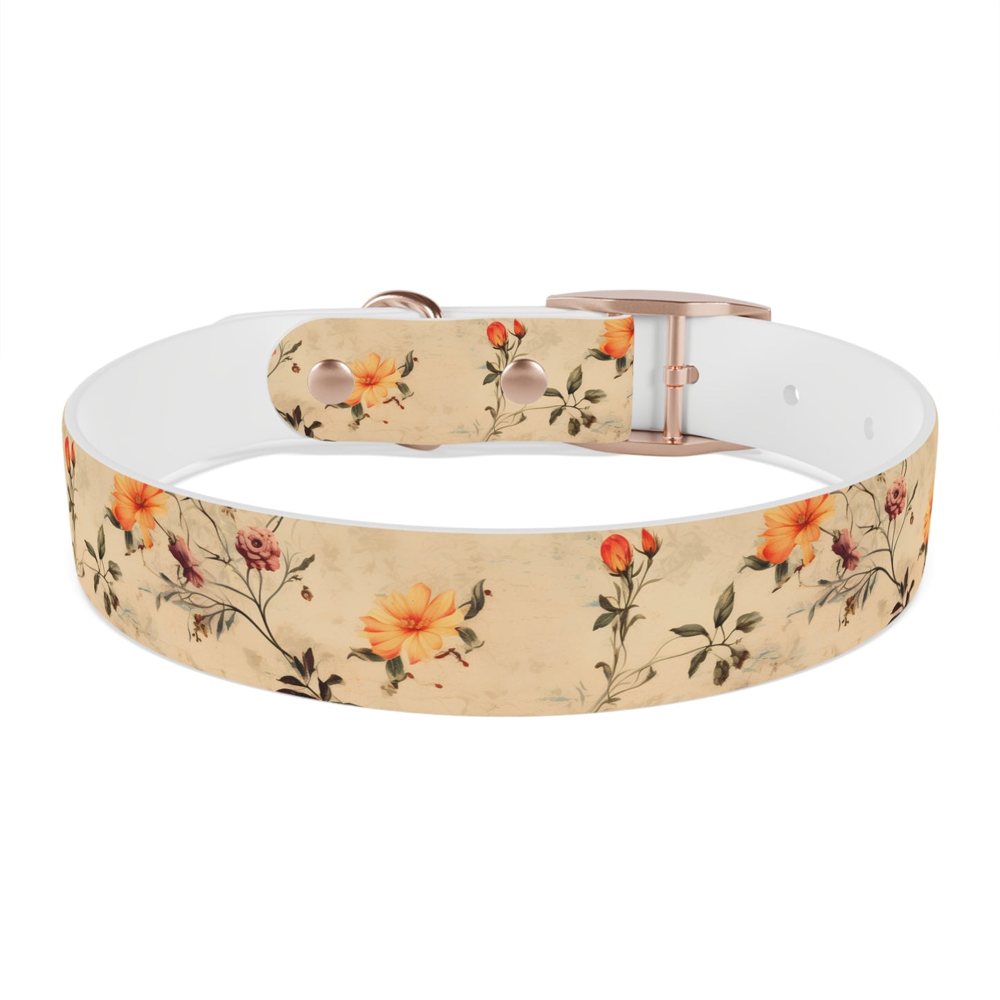 Floral Vintage Dog Collar – Peach Rose Print Pet Collar